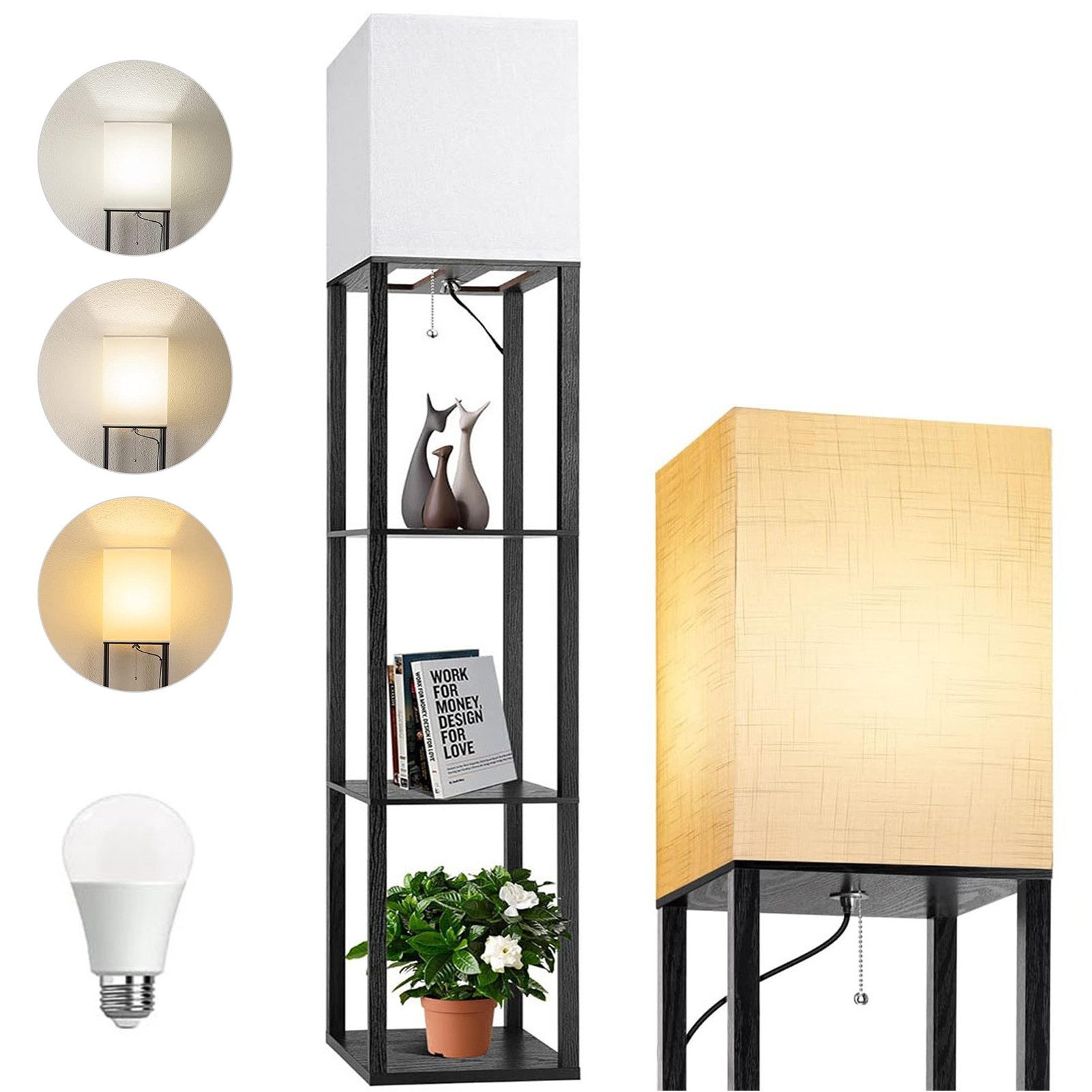 Jibenhome LED Stehlampe Stehlampe mit 3-Ebenen