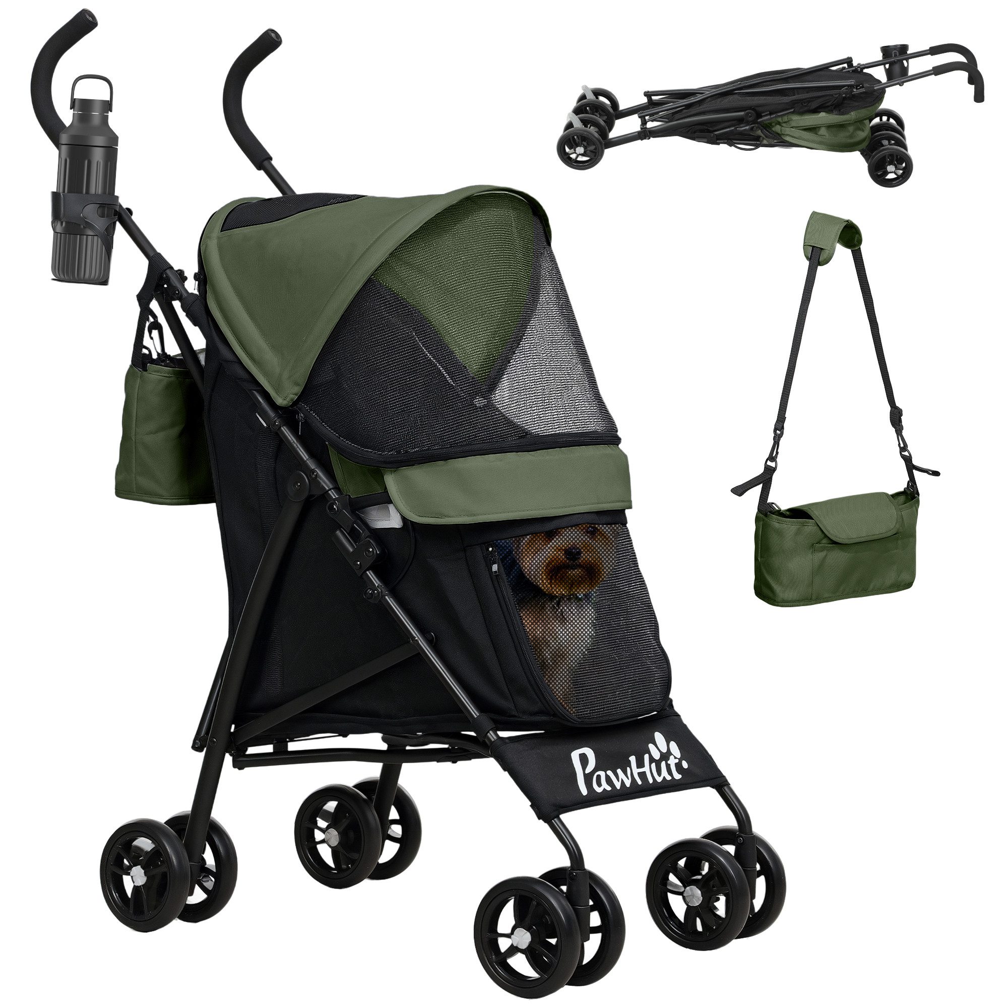 PawHut Hundebuggy Haustier-Buggy für Miniaturhunde, leicht