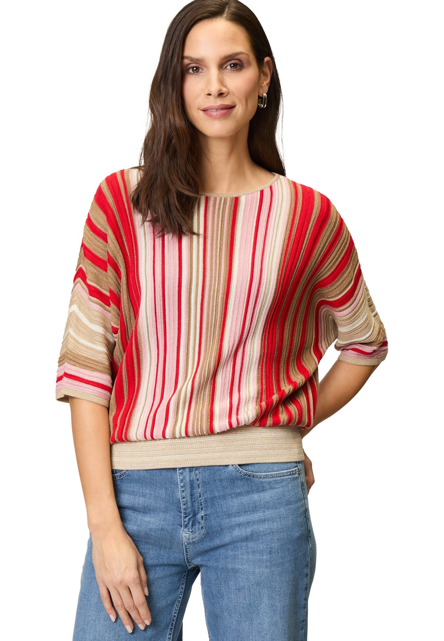 Zero Strickpullover zero Oversized-Pullover gestreift (1-tlg)