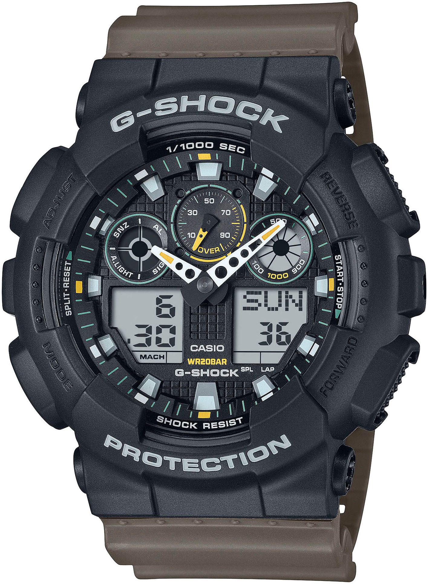 CASIO G-SHOCK Chronograph GA-100TU-1A3ER, Quarzuhr,Armbanduhr,Herrenuhr,digital, bis