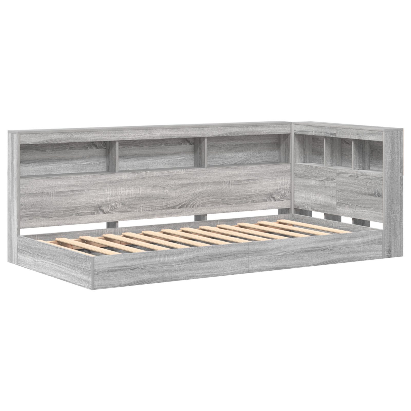 vidaXL Bett Bücherregal-Bett Grau Sonoma 75x190
