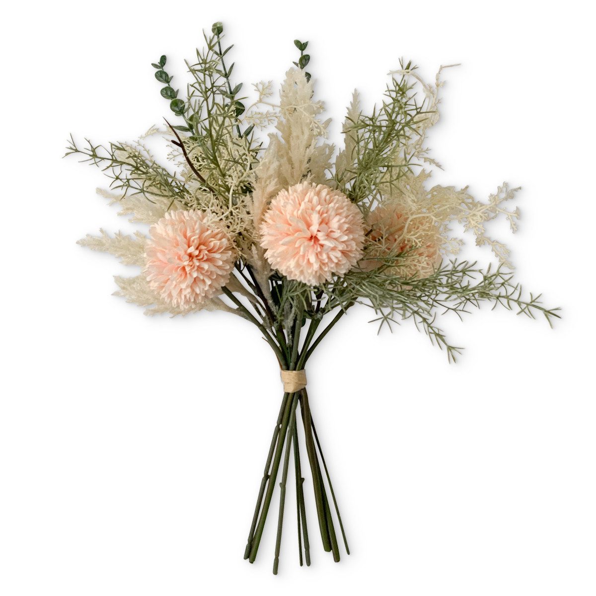 Kunstblume Kunstblumen-Strauß apricot mit Dahlien Eukalyptus