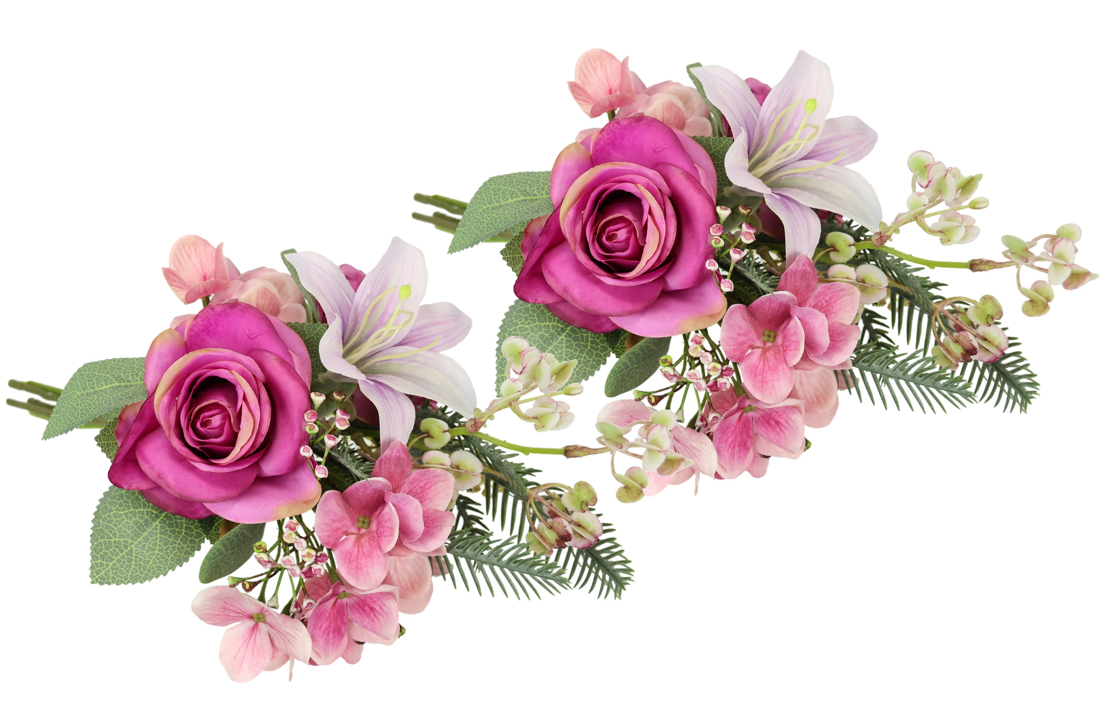 Kunstblume Kunstblumen-Strauß Rosen Lilien Hortensie, I.GE.A.,