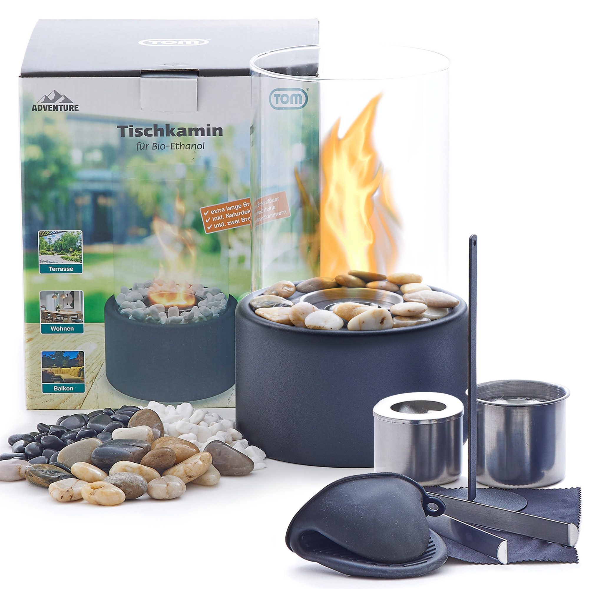 TOM Tischfeuer Tischkamin Bio Ethanol Rund