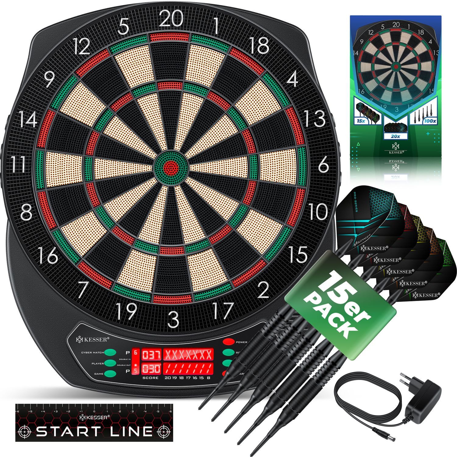 KESSER Dartscheibe, Elektronische Dartscheibe Profi Set