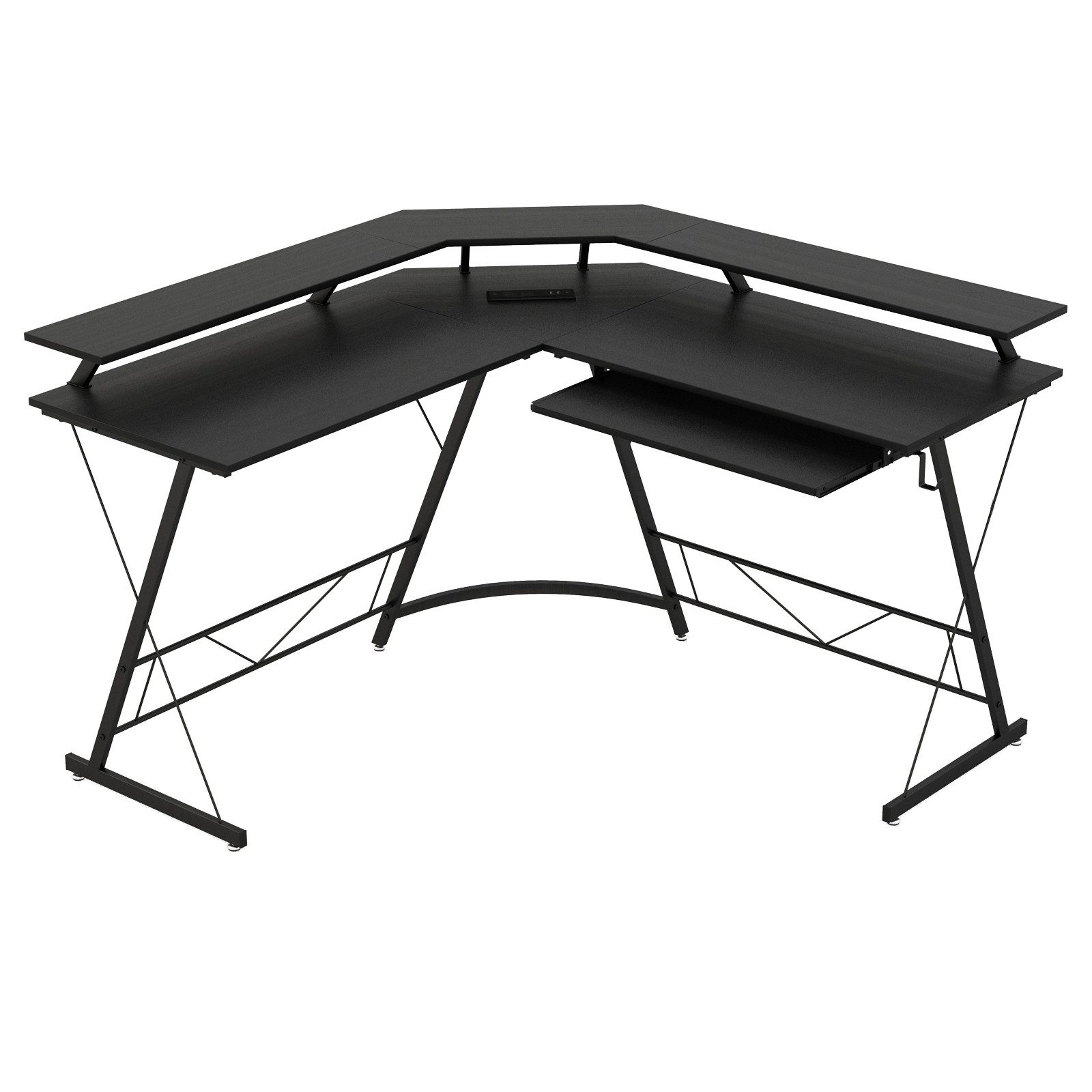 COSTWAY Eckschreibtisch, mit Steckdose & USB-Ladeanschluss,