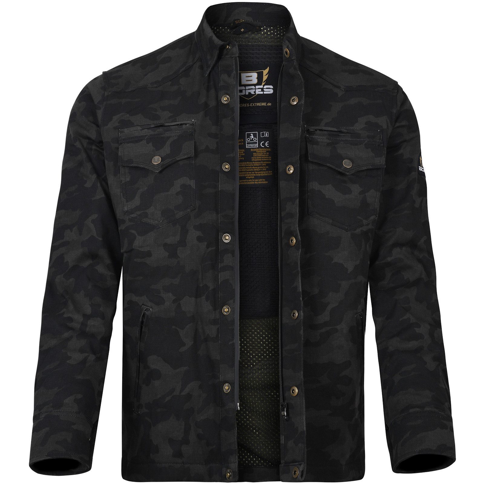 Bores Motorradjacke Bores Militaryjack Jacken-Hemd camouflage