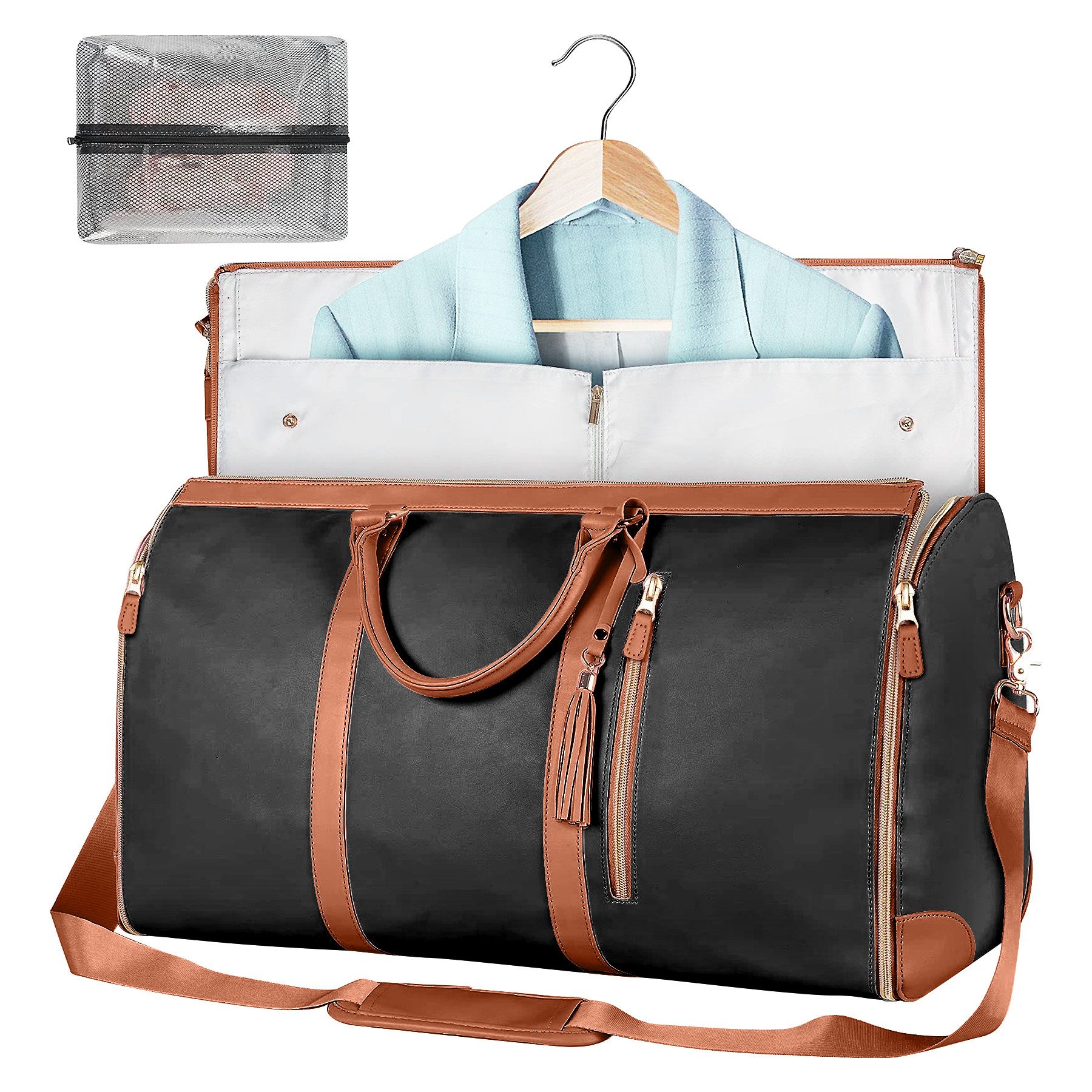 Mutig Reisetasche Reisetasche aus Leder, 2-in-1Hängetasche