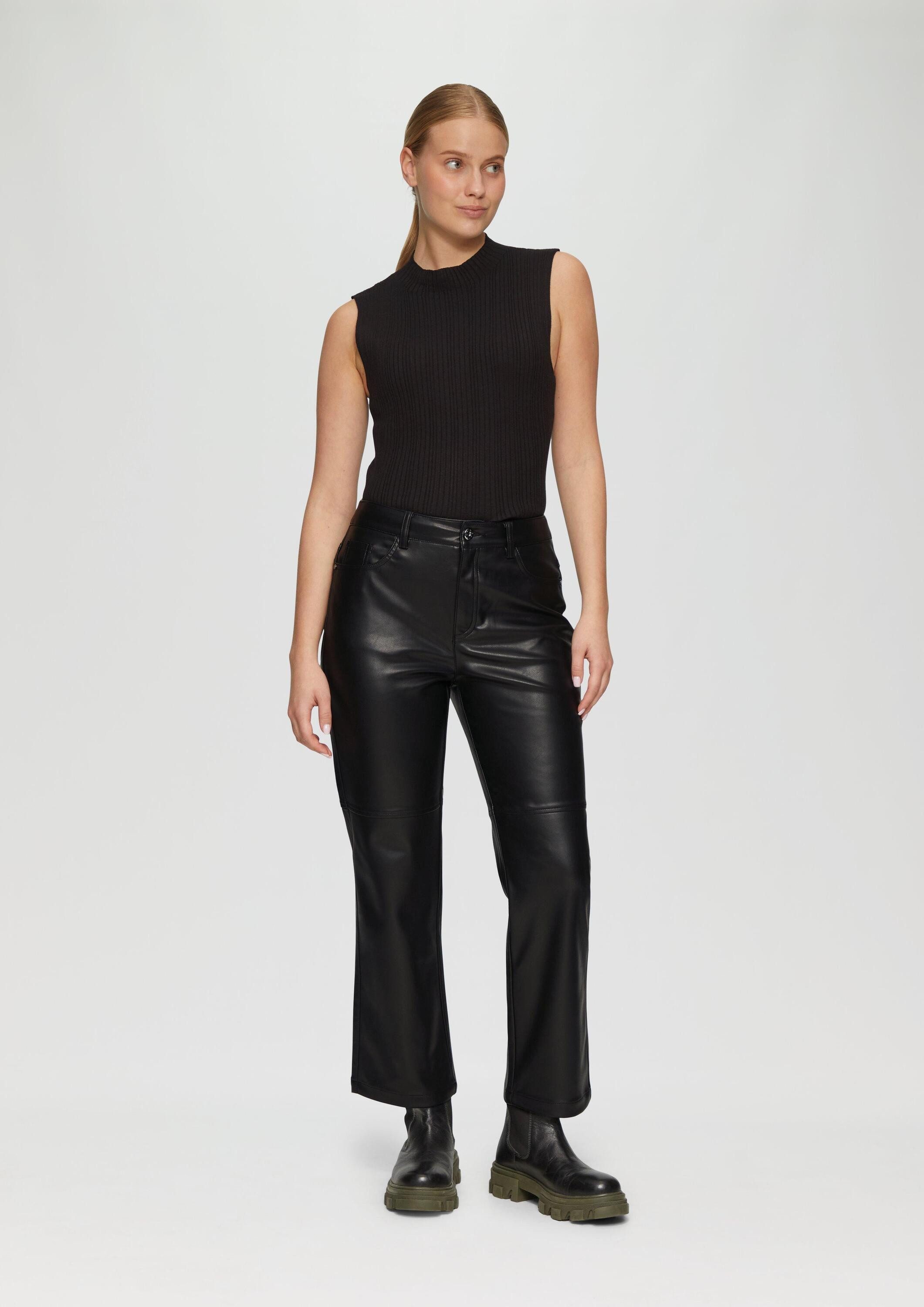 s.Oliver 7/8-Hose Hose Kunstleder-Hose mit Ziernähten