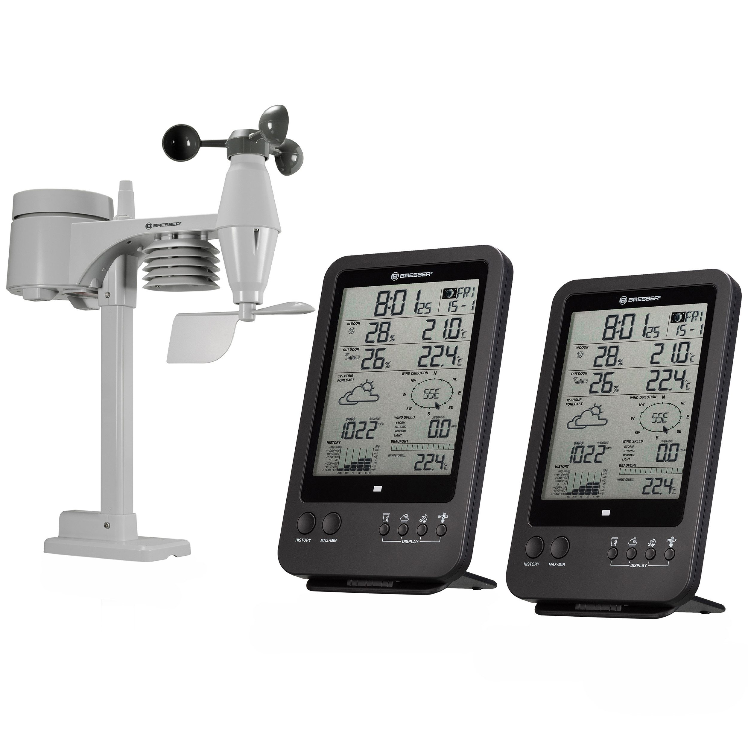 BRESSER BRESSER 5-in-1-Wetterstation inkl. zusätzlicher Basisstation