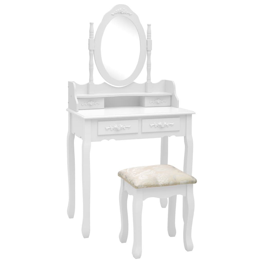 vidaXL Schminktisch Schminktisch-Set mit Hocker Weiß
