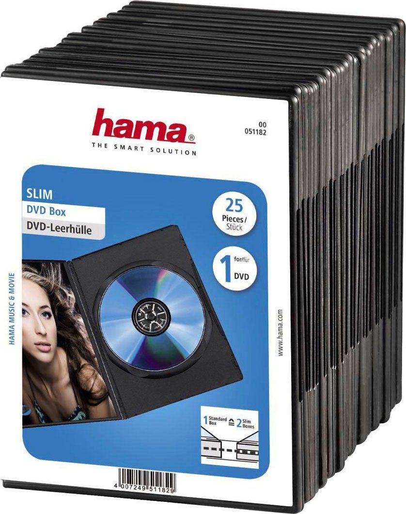 Hama DVD-Hülle DVD-Leerhülle Slim, 25er-Pack, Schwarz