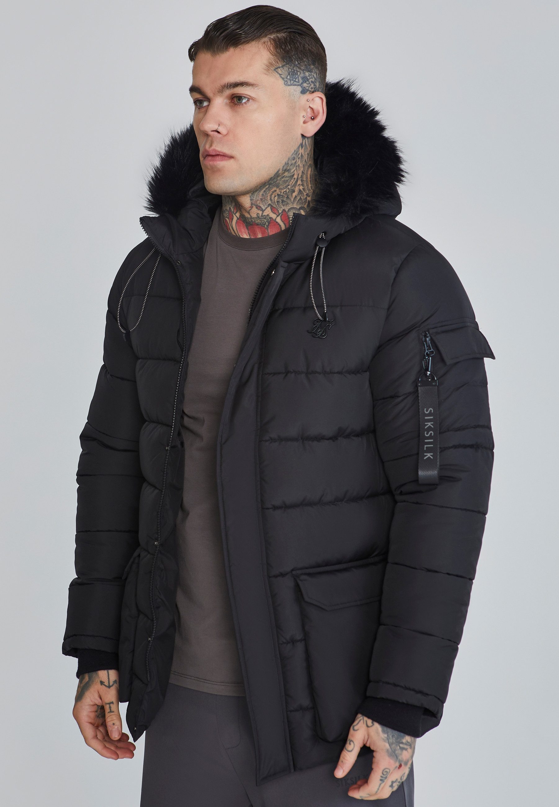 Siksilk Parka SikSilk Herren Schwarzer Parka