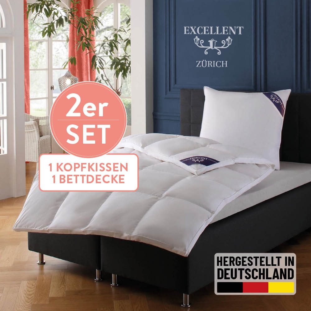 Excellent Daunenbettdecke + 3-Kammer-Kopfkissen Bettdecken-Set Zürich,