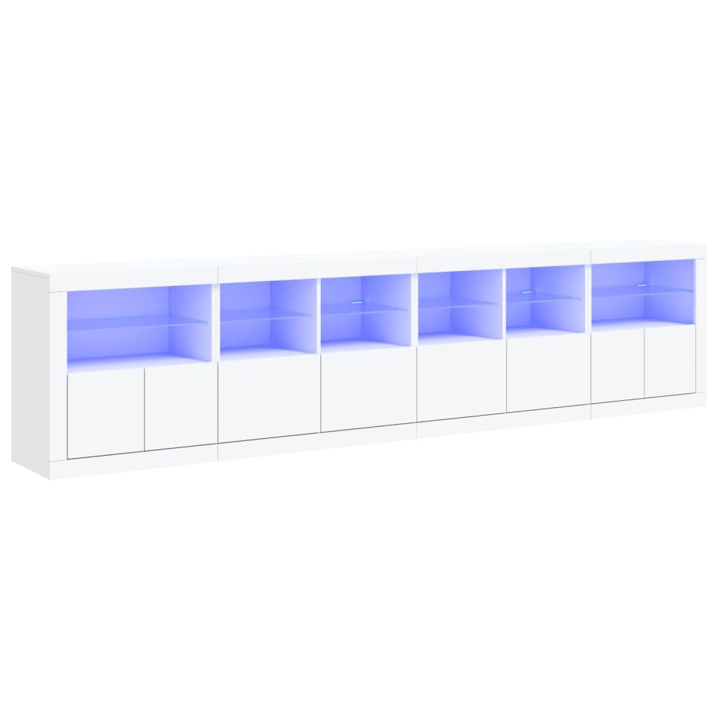 vidaXL Sideboard Sideboard mit LED-Leuchten Weiß