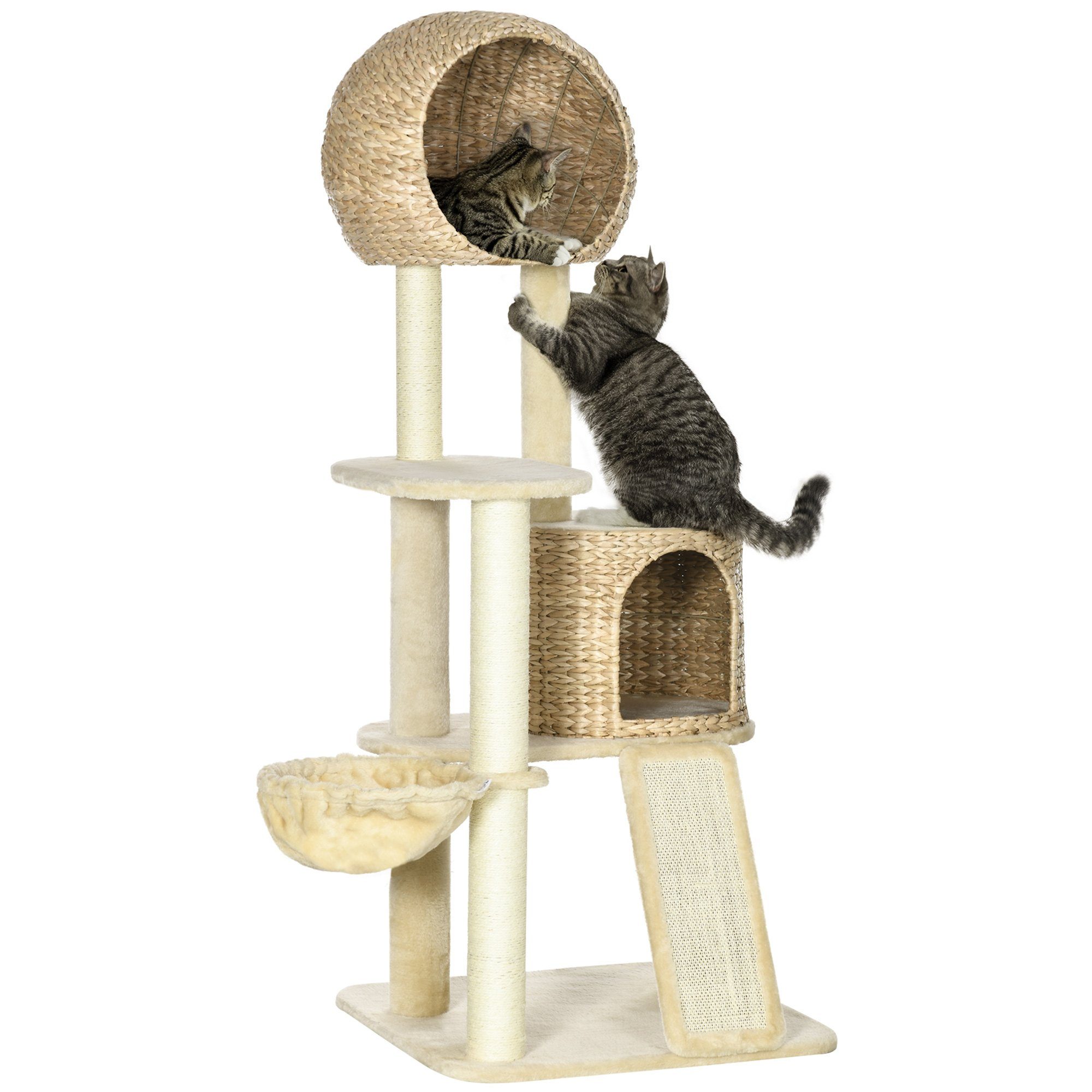 PawHut Kratzbaum Katzenbaum mit Katzenhaus, Katzenkratzbaum,