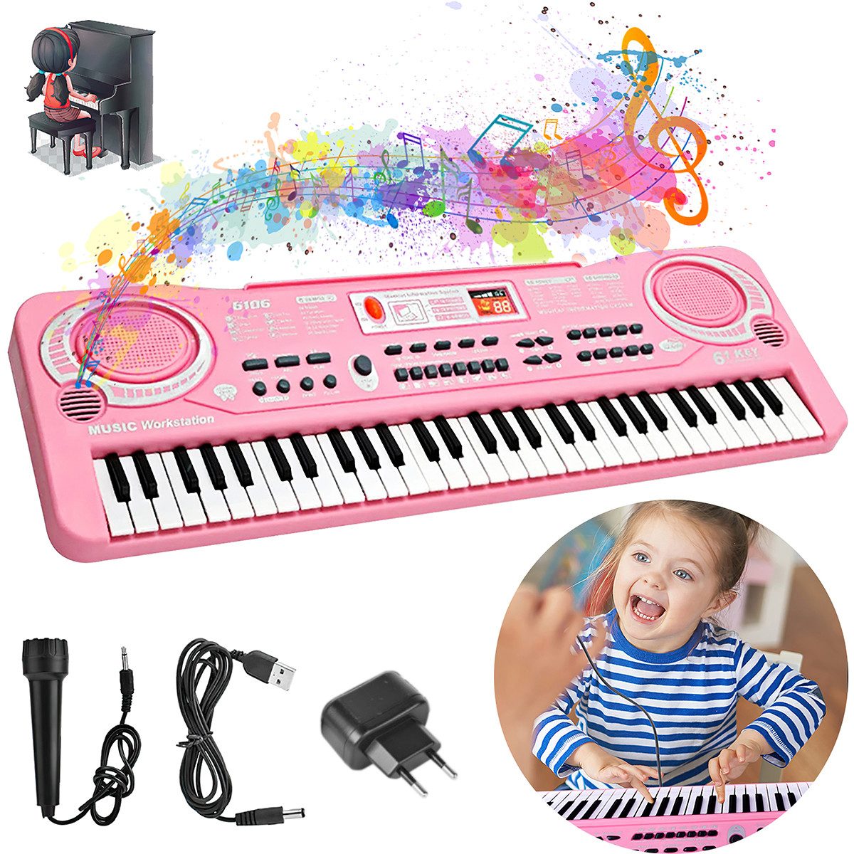 ZEUOPQ Digitalpiano Keyboard für Kinder, 61