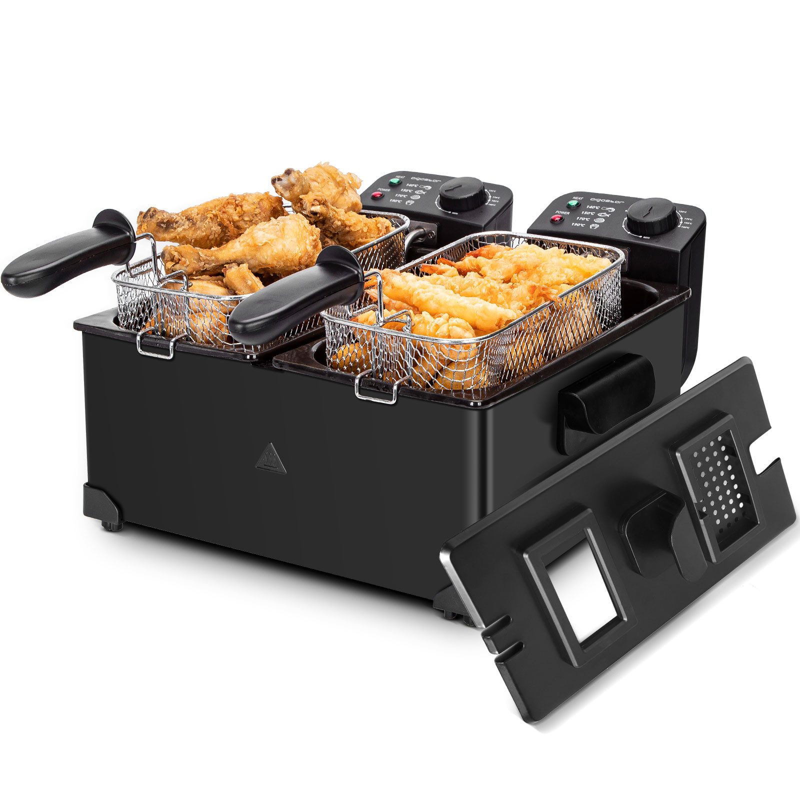 Aigostar Fritteuse Edelstahl Doppel-Fritteuse mit 2