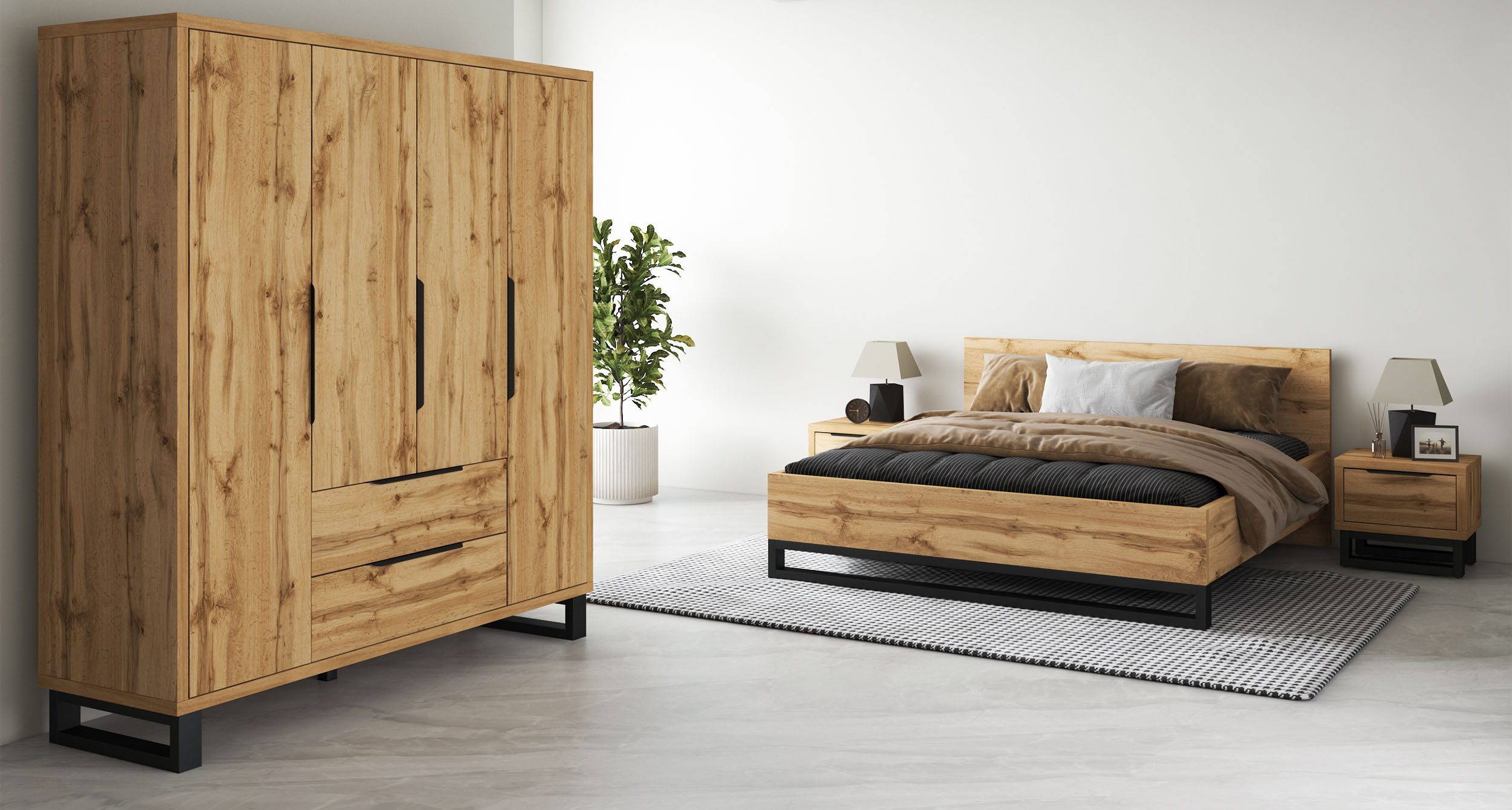 Home affaire Schlafzimmer-Set Bronne,Komplettschlafzimmer (Set,4-St), Schlafzimmer-Set,