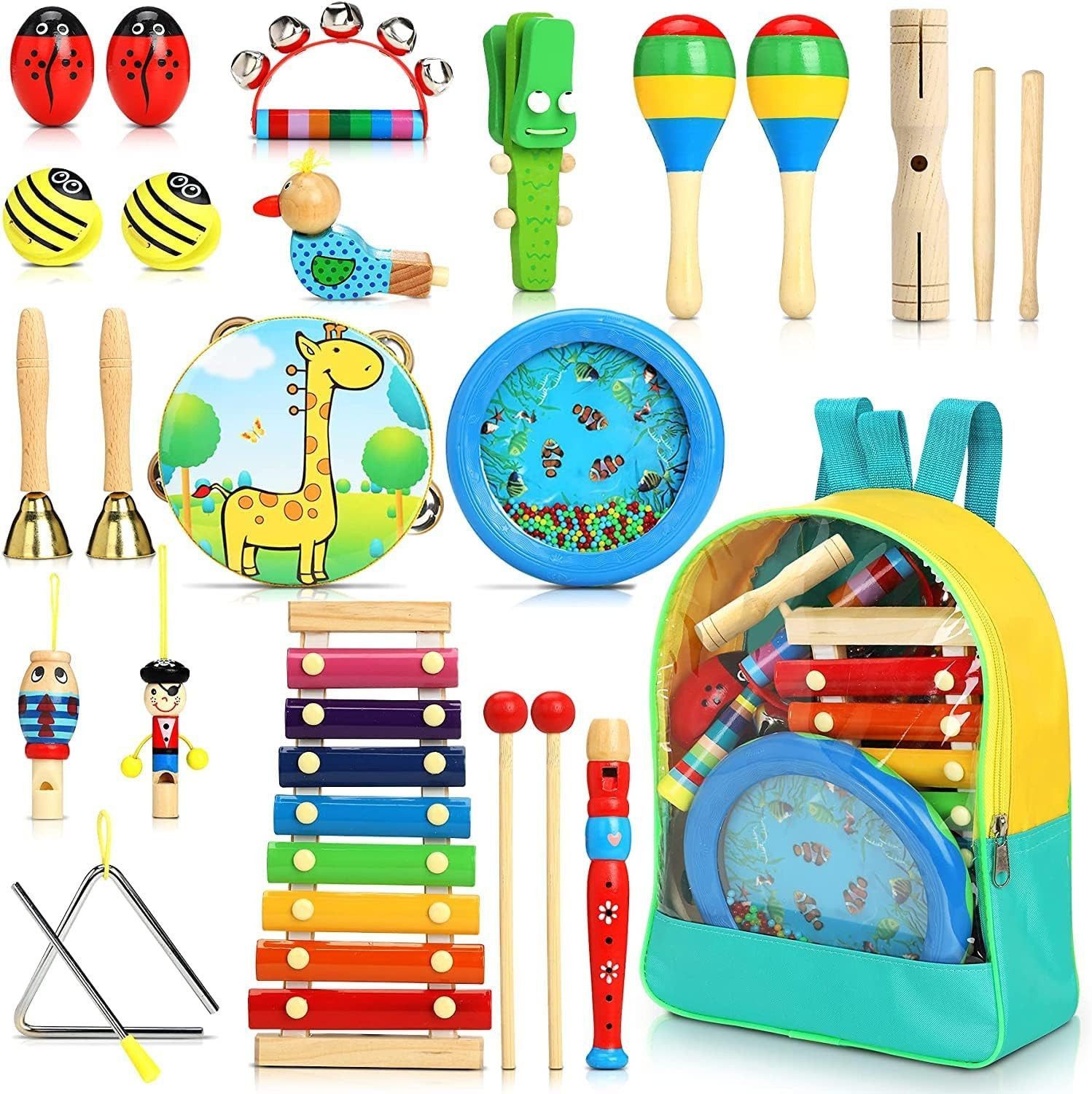 POPOLIC Spielzeug-Musikinstrument 24 Stück Instruments Percussion