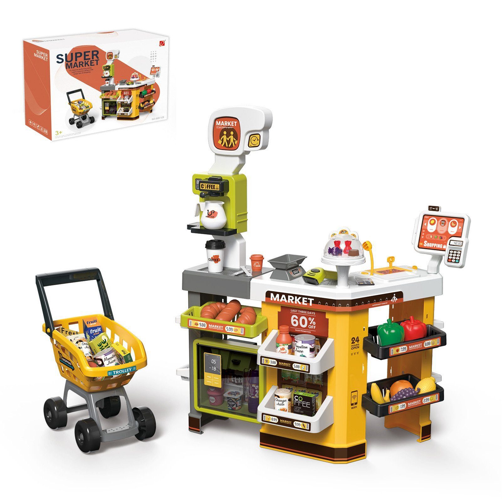 Esun Kinder-Putzwagen Kaufmannsladen Kinder mit Zubehör,