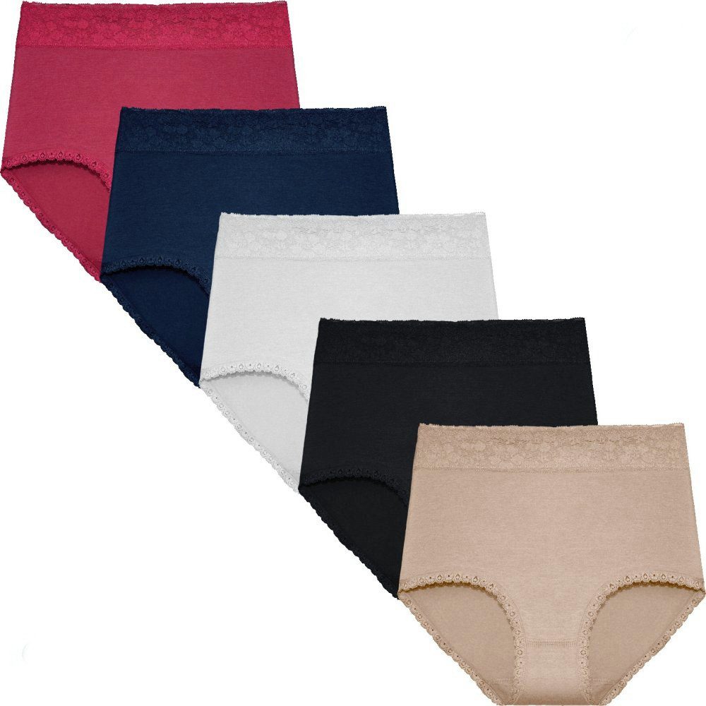 emeco High-Waist-Slip 5er Damen Slips Unterhosen