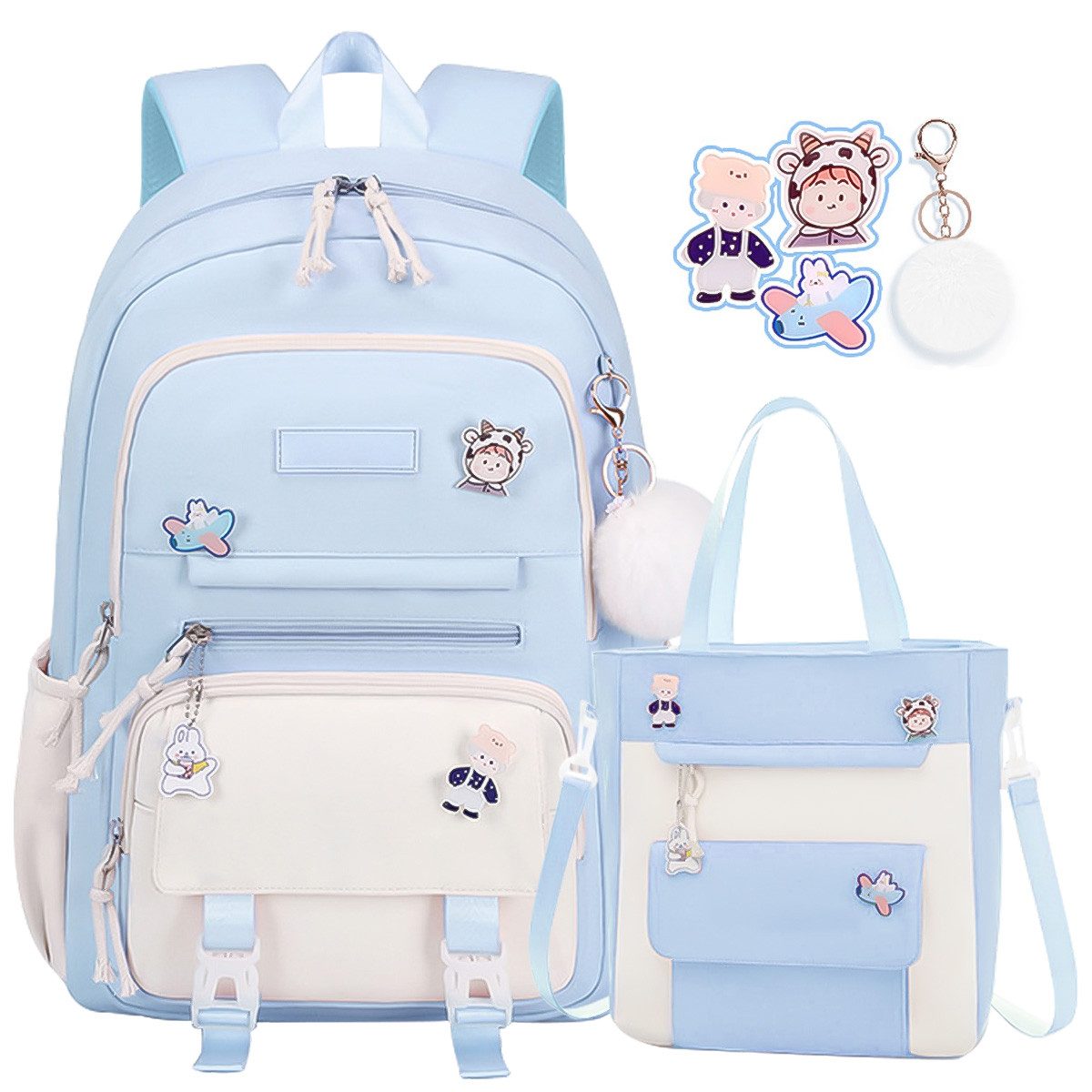 RWEUOQ Schulrucksack Schulrucksack-Set 2-tlg Schultasche Wasserabweisend