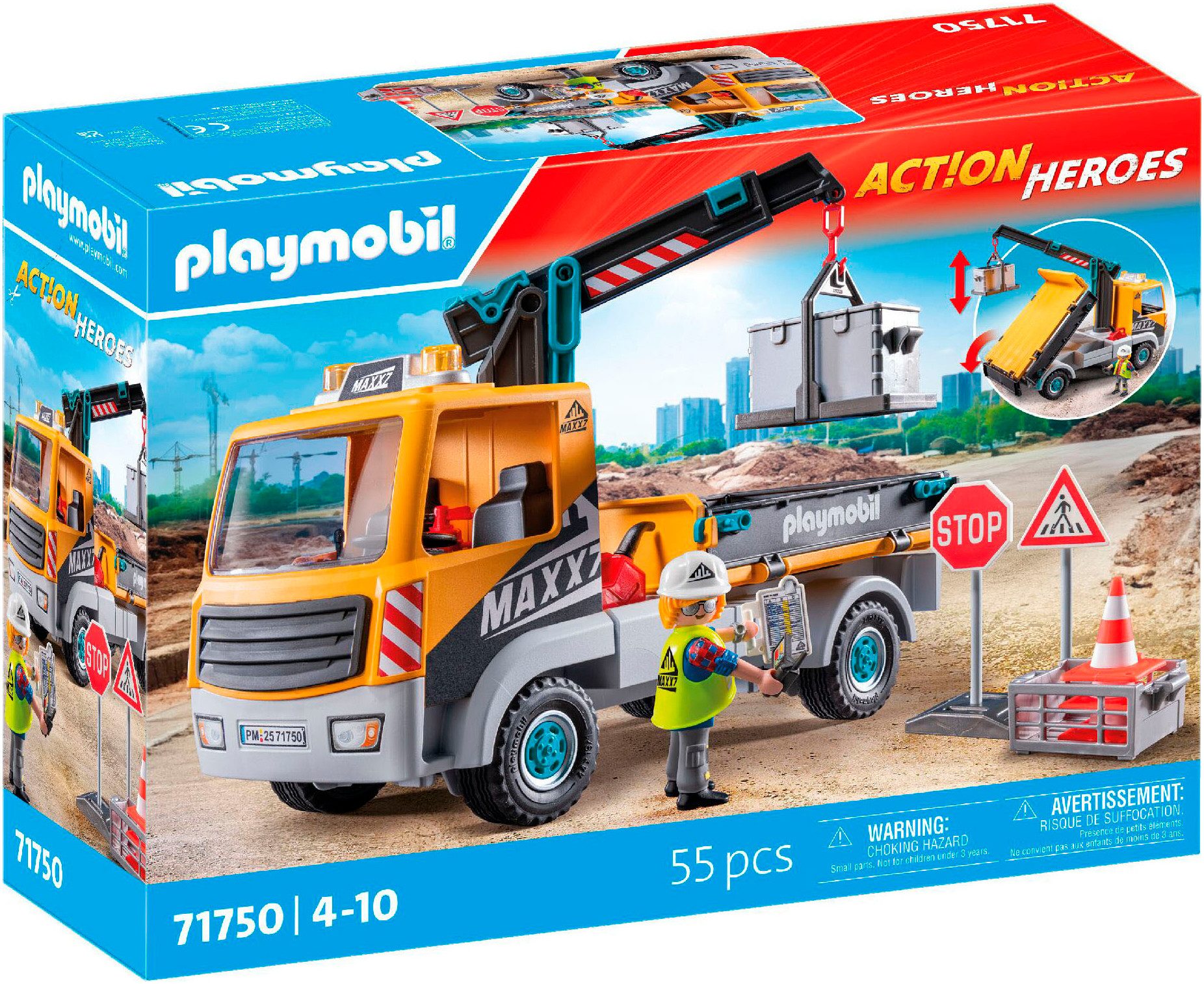 Playmobil® Baustellen-LKW mit Kran (71750), Playmobil