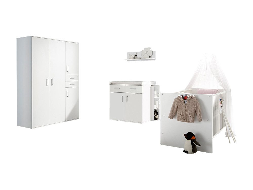 Storado Babyzimmer-Komplettset Babyzimmer Set „Sienna“ weiß