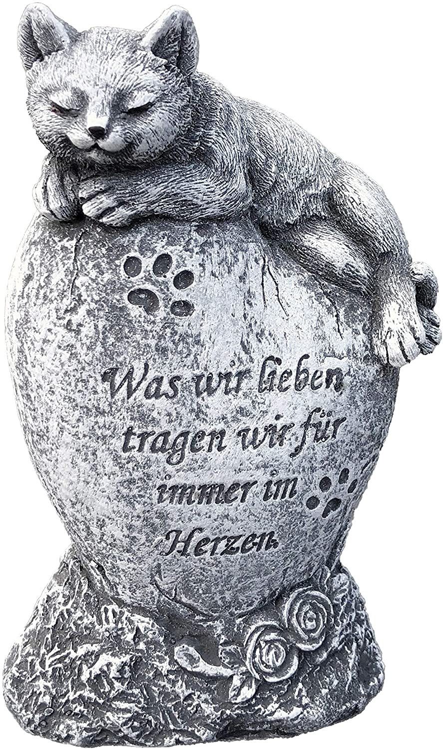 Stone and Style Gartenfigur Grabstein Katze