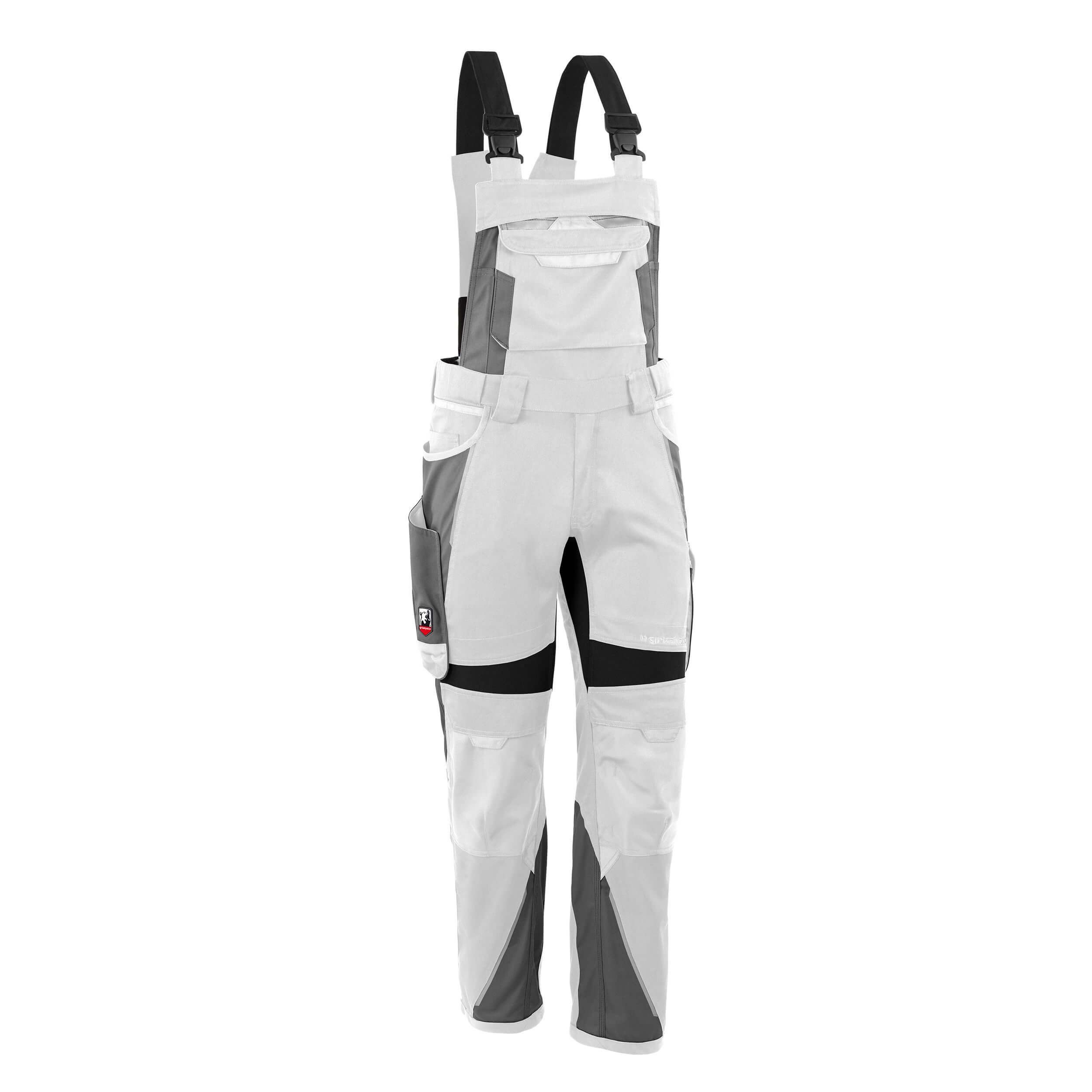Qualitex Workwear Arbeitslatzhose Latzhose 'IRON' weiß/grau,