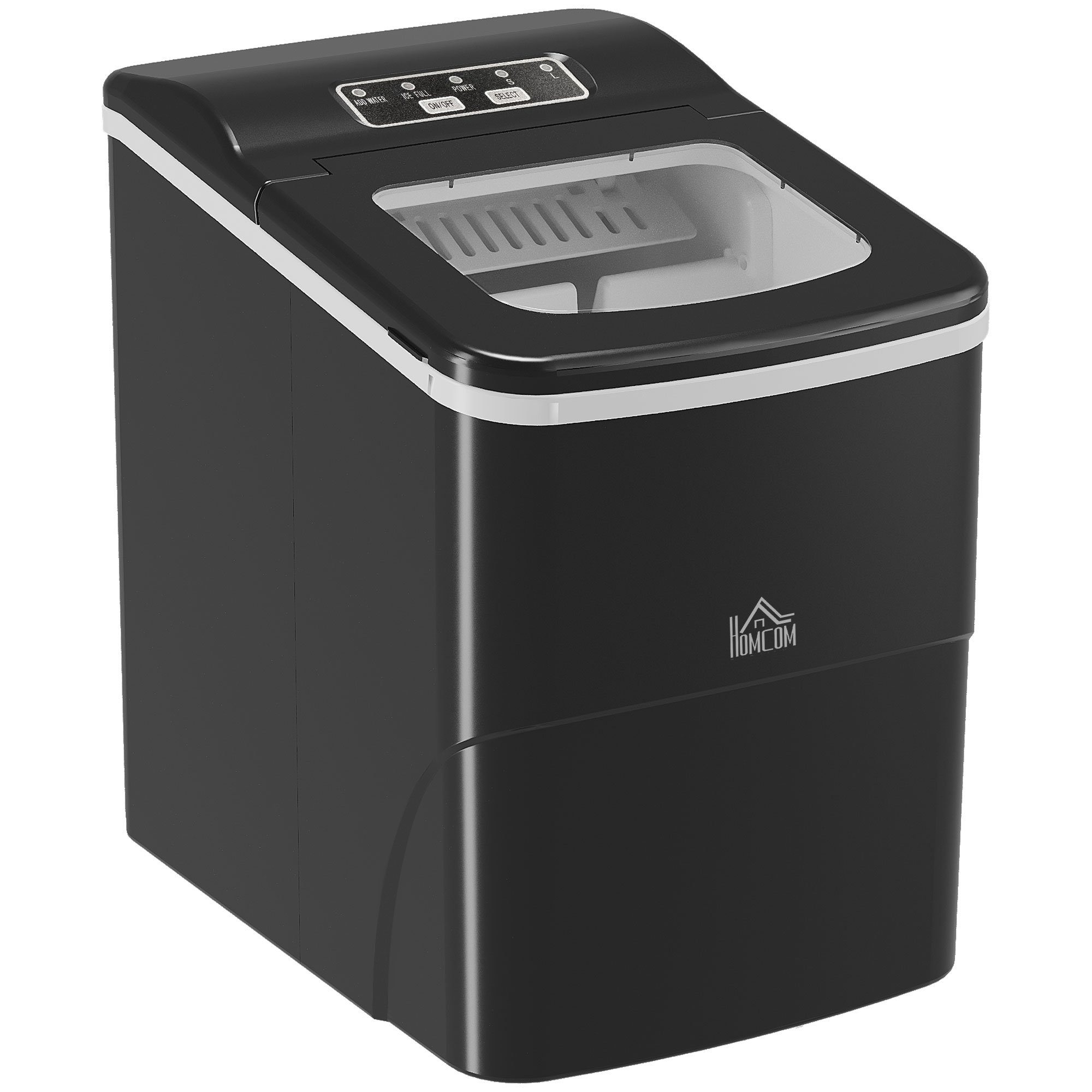 HOMCOM Eiswürfelmaschine 12kg/24h 2L, Eiswürfelbereiter, mit