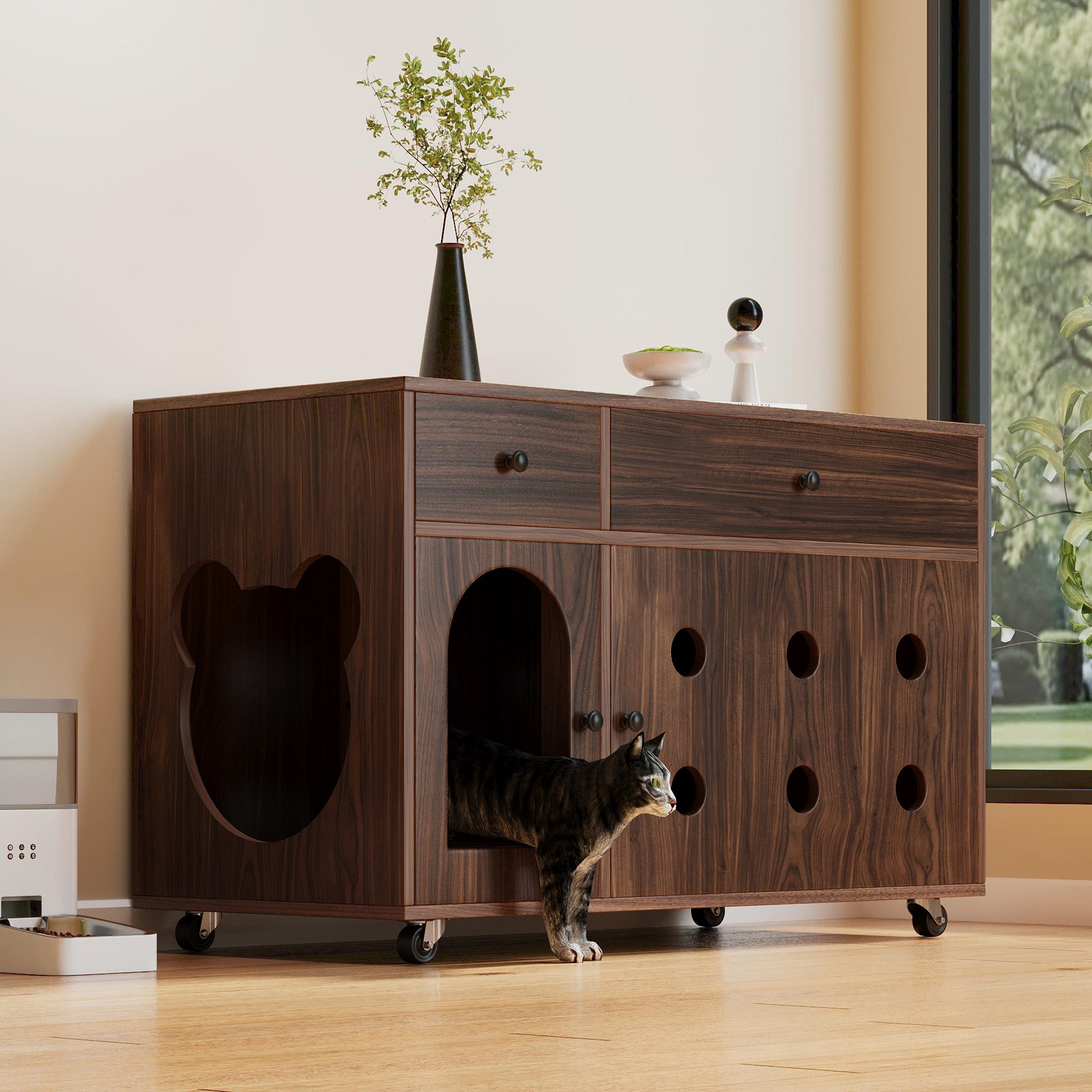 MODFU Sideboard mit verstecktem Katzenklo (Katzenklo