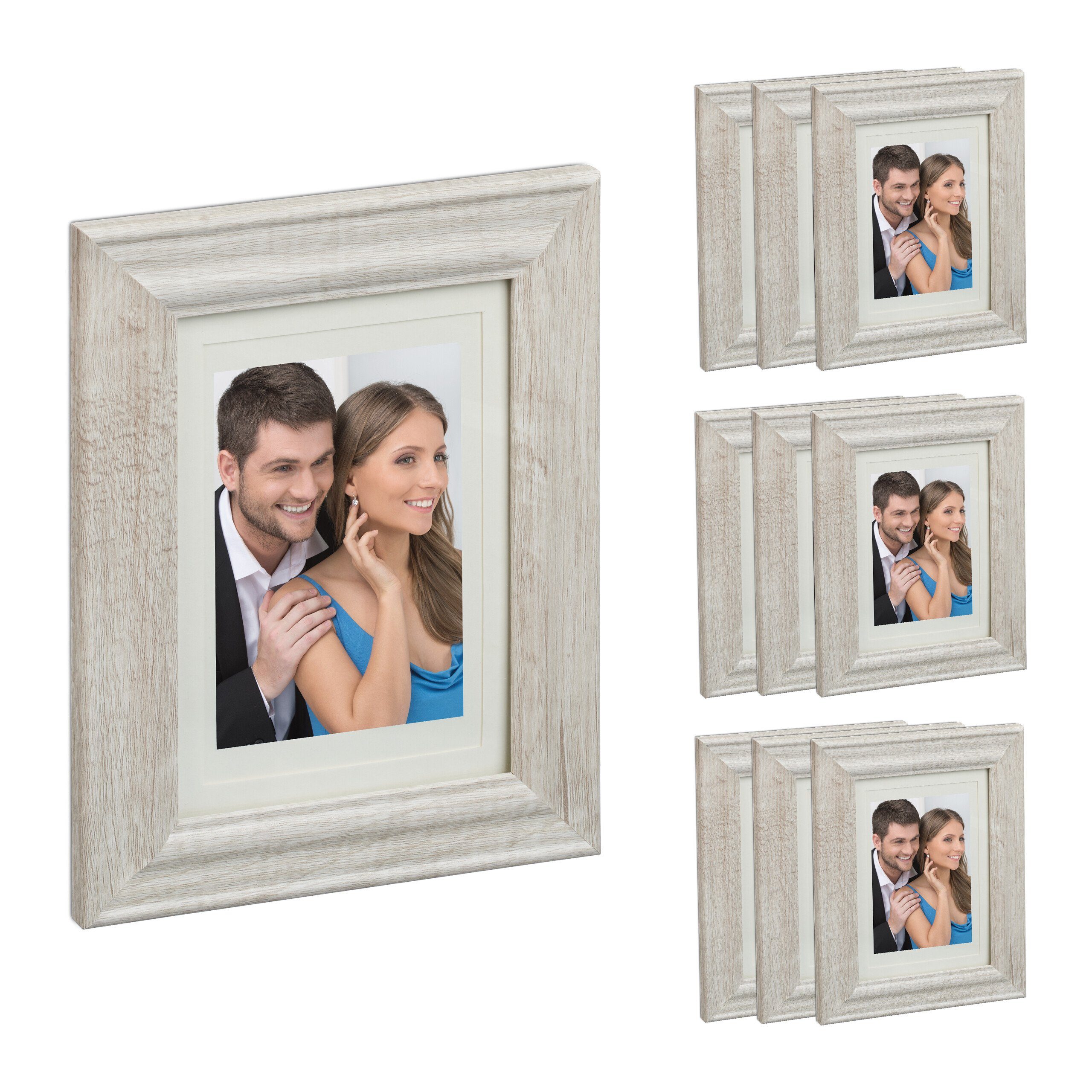 relaxdays Bilderrahmen-Set 10er Set Bilderrahmen 13x18