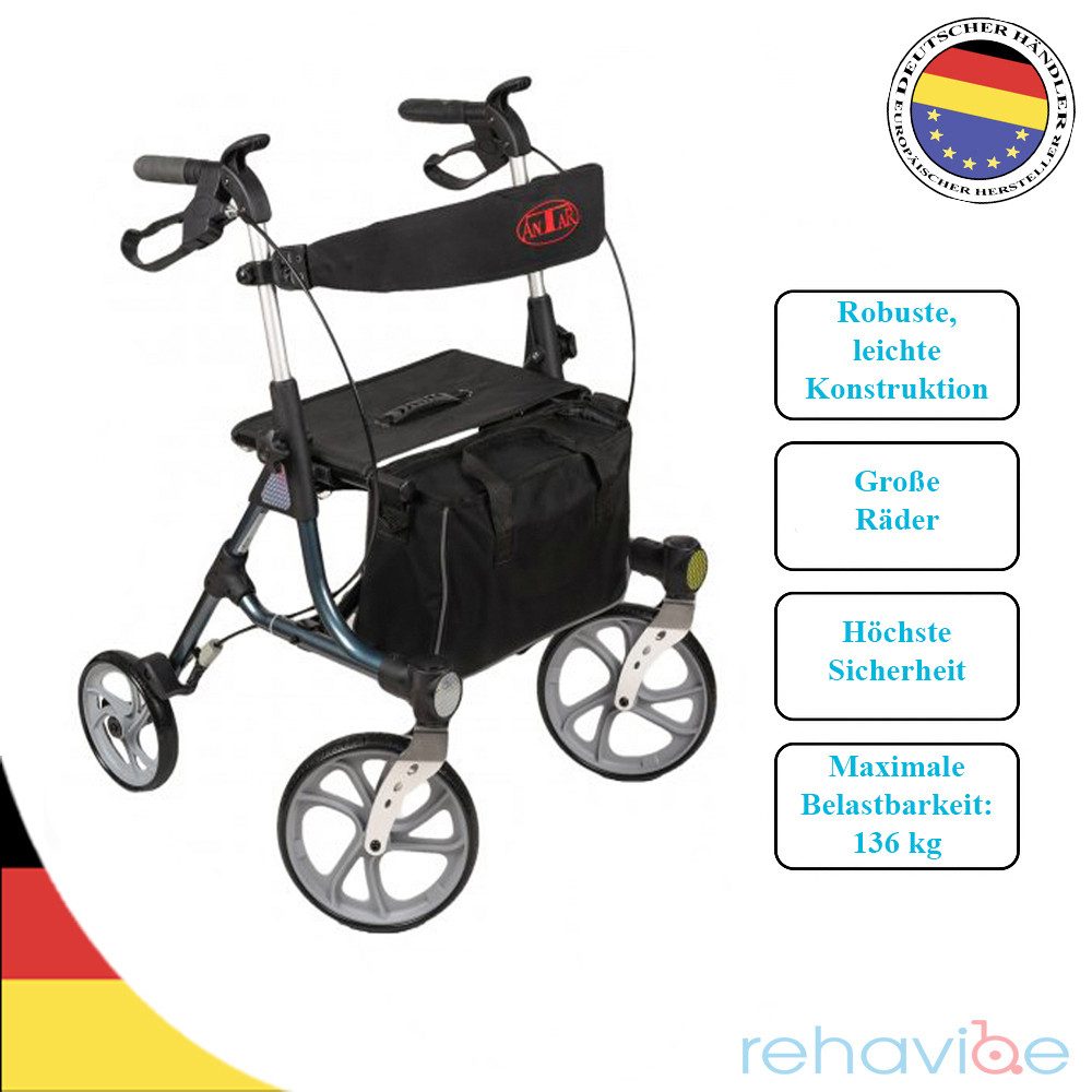 Antar Rollator Faltbar aus Aluminium mit