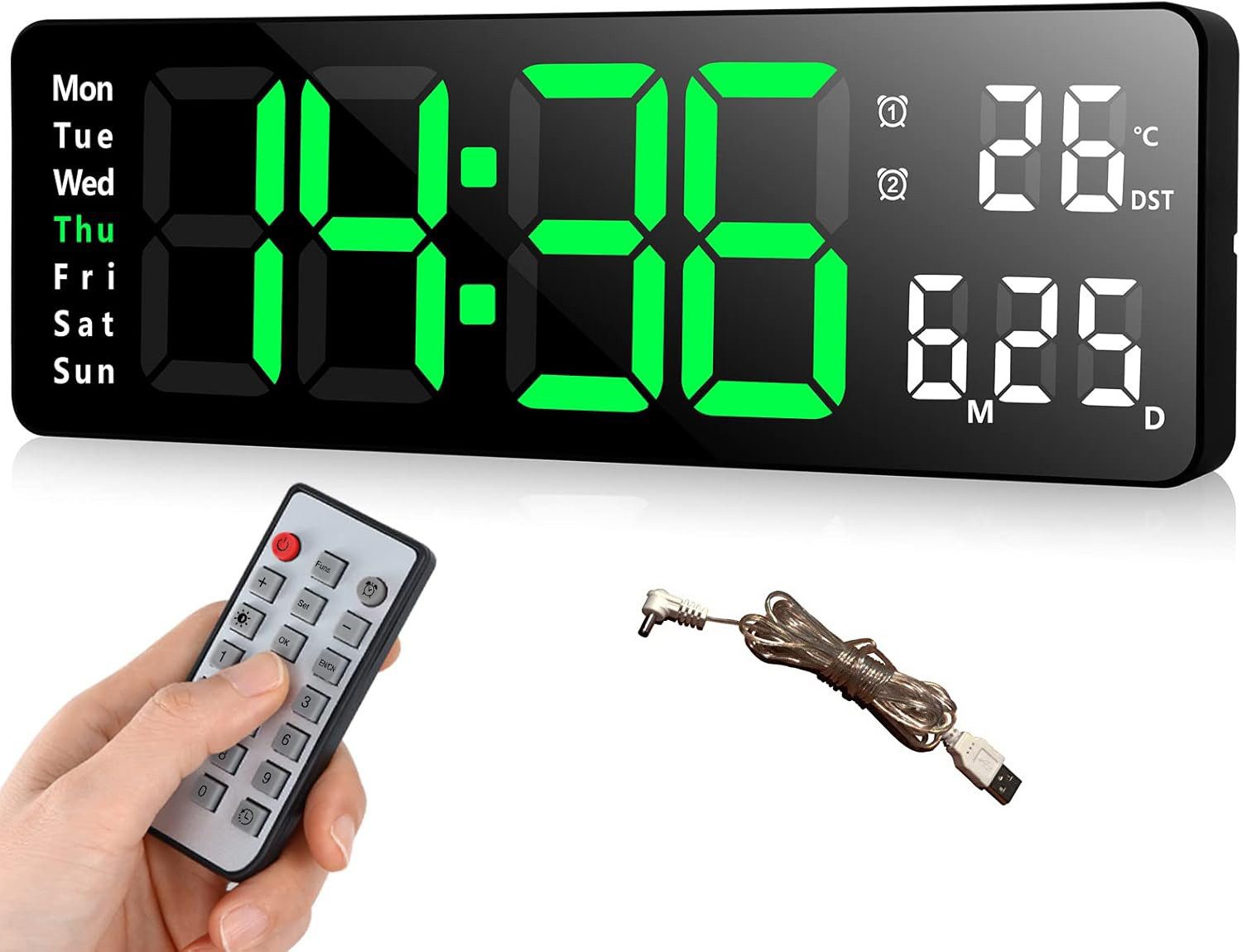 BlingBin Wanduhr 13' Digital Uhr Wanduhr,