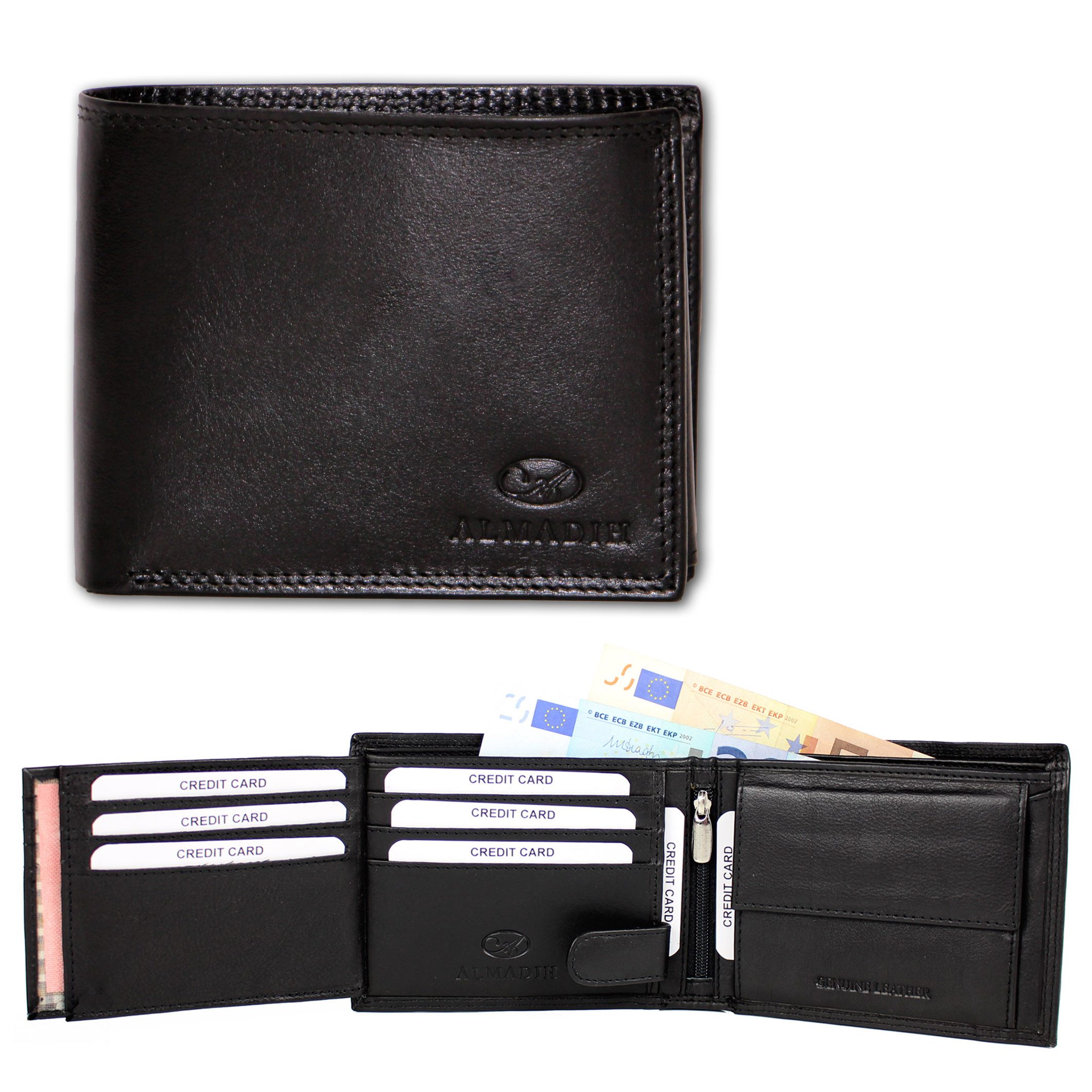 ALMADIH Brieftasche Leder P2Q Portemonnaie RFID