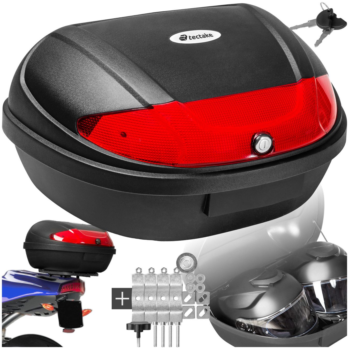 tectake Topcase Motorradkoffer, (Volumen 48 l,