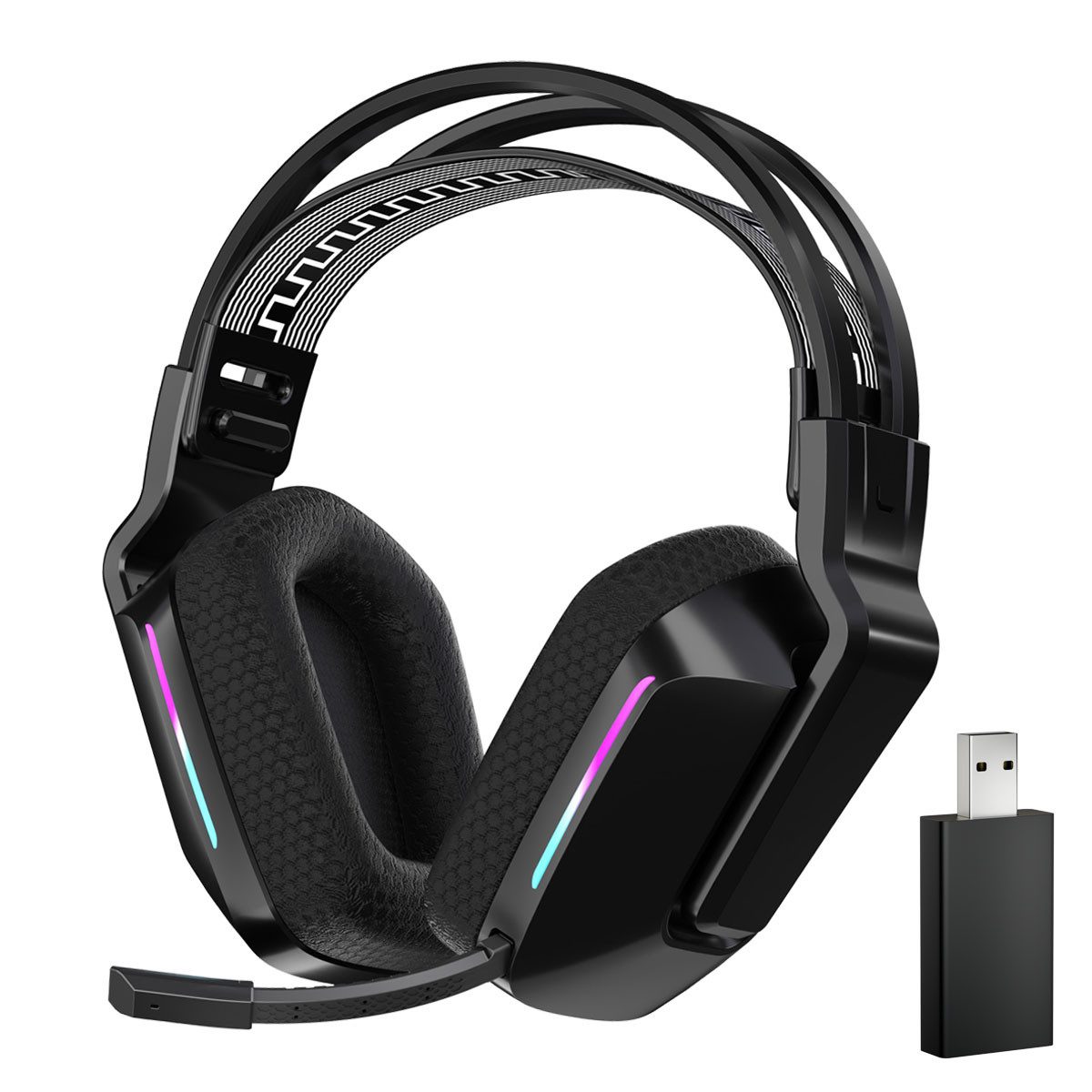 Fanttik Kabelloses Gaming-Headset Bluetooth Gaming-Kopfhörer Schwarz
