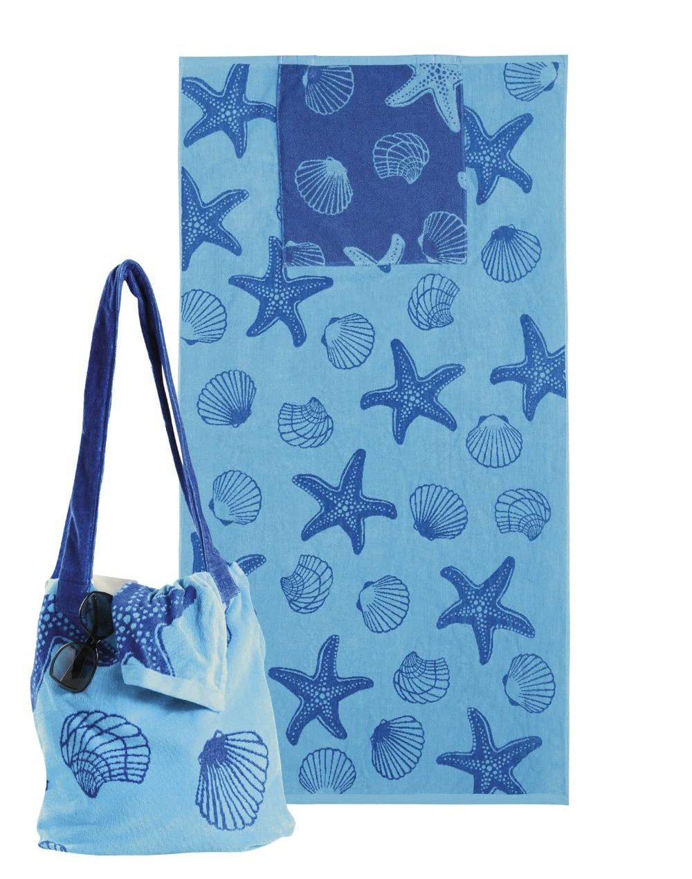 Delindo Lifestyle Strandtuch Strandtuch mit Schultertasche,