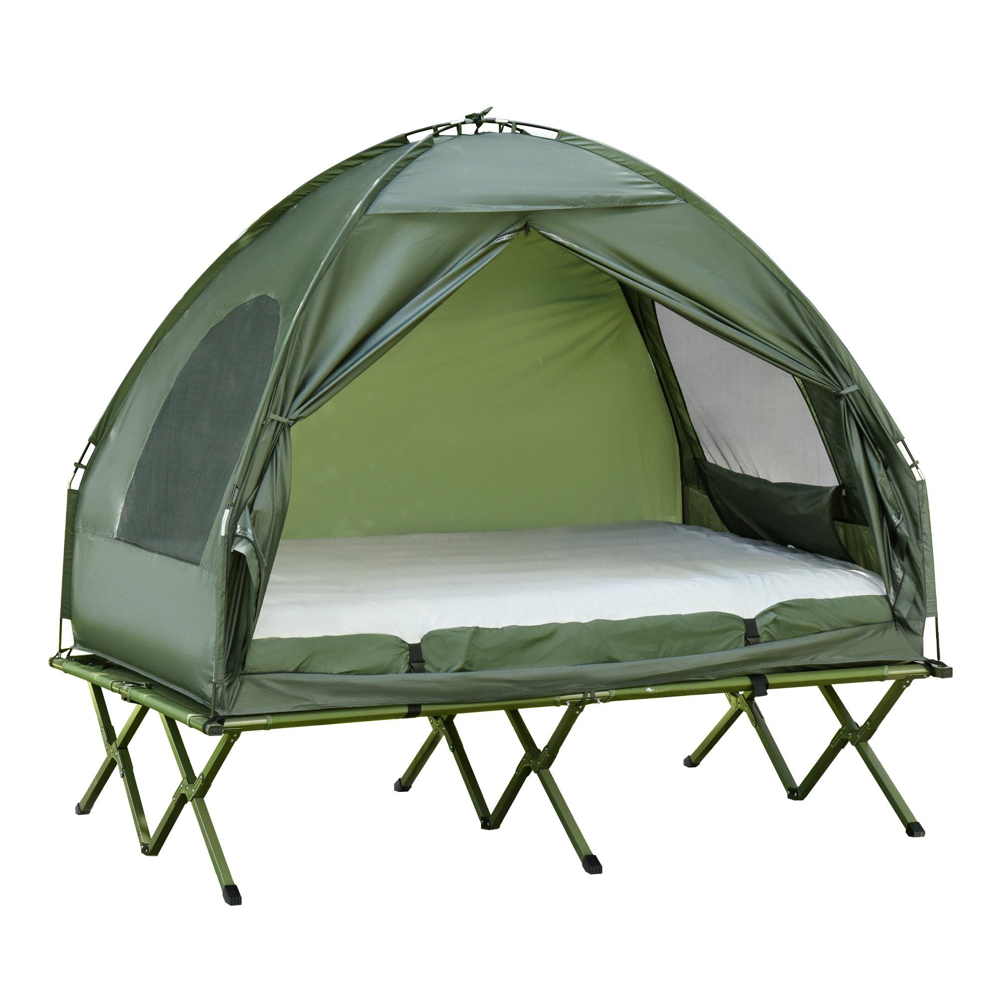 Outsunny Faltzelt Campingzelt-Set mit Feldbett, Personen: