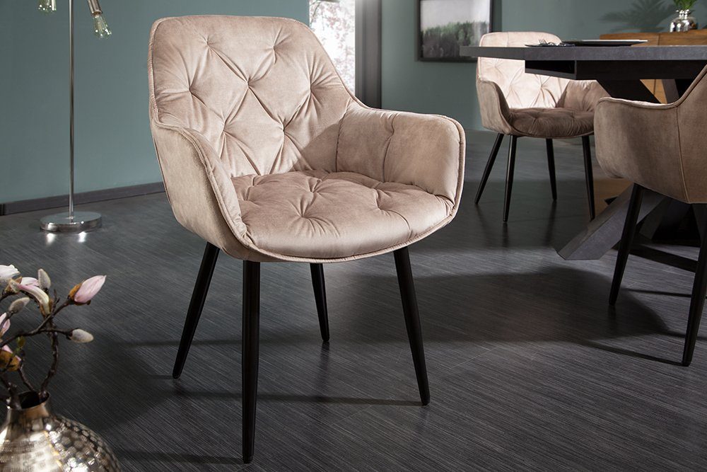 riess-ambiente Polsterstuhl MILANO champagner / schwarz