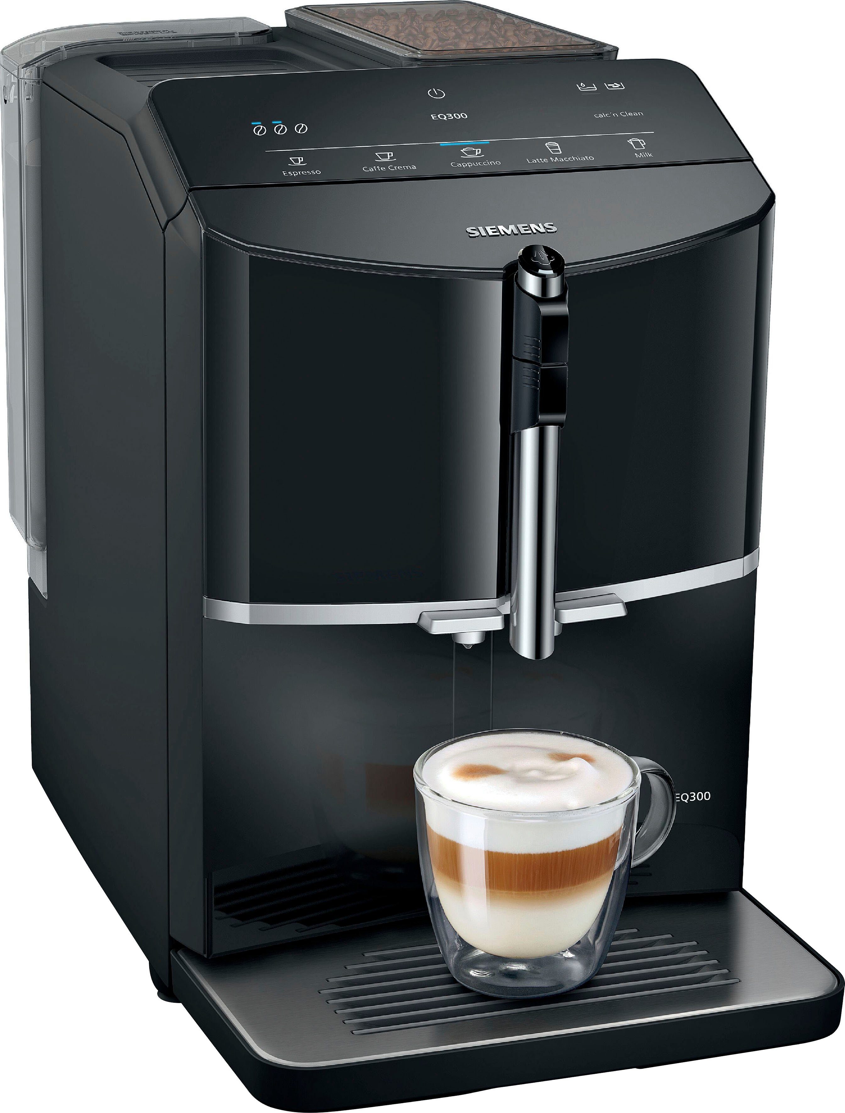 SIEMENS Kaffeevollautomat EQ300 TF301E19, viele Kaffeespezialitäten,