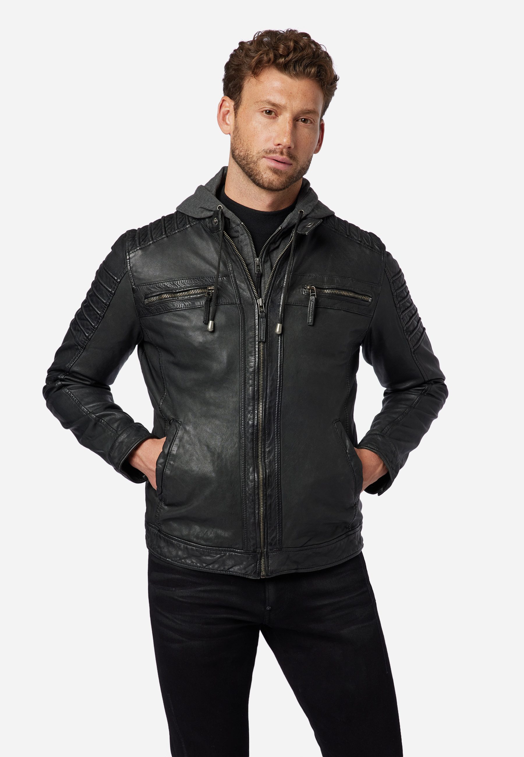RICANO Lederjacke 12815 Hood Lederjacke mit