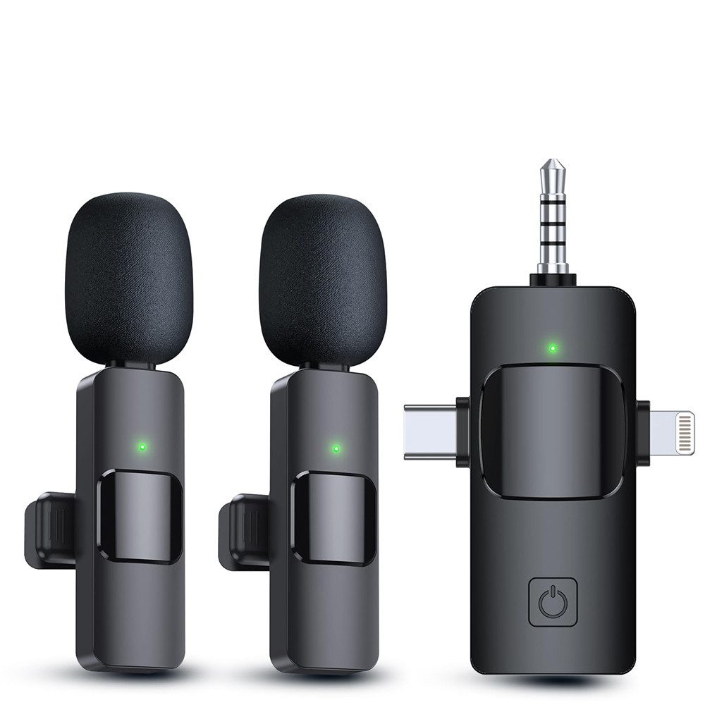 FOUORTUNATE-BEE Mikrofon Lavalier-Mikrofon-Wireless, 4 in 1