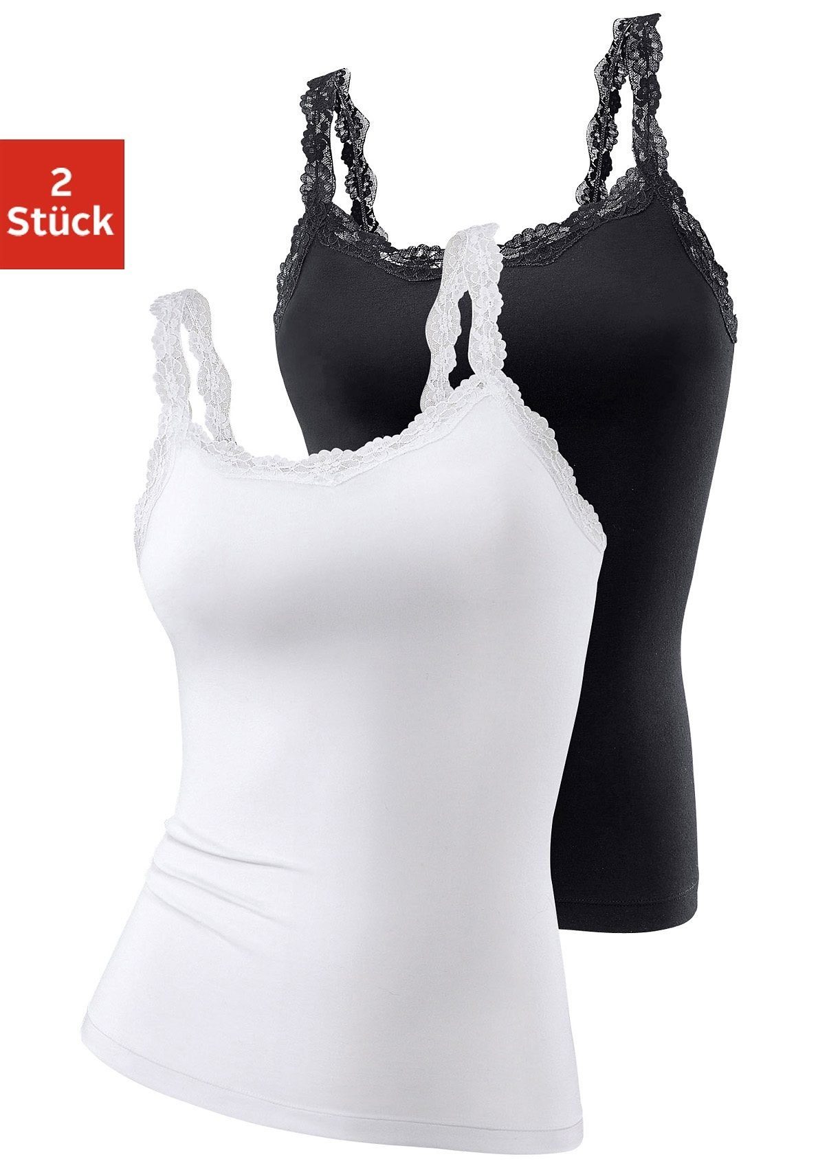 LASCANA Unterhemd (2er-Pack) aus elastischer Baumwolle