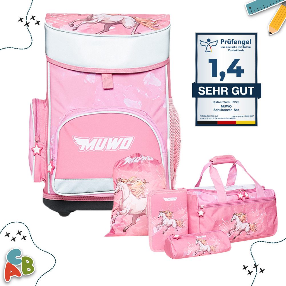 MUWO Schulranzen Kinder Schulranzen Set 5-tlg.