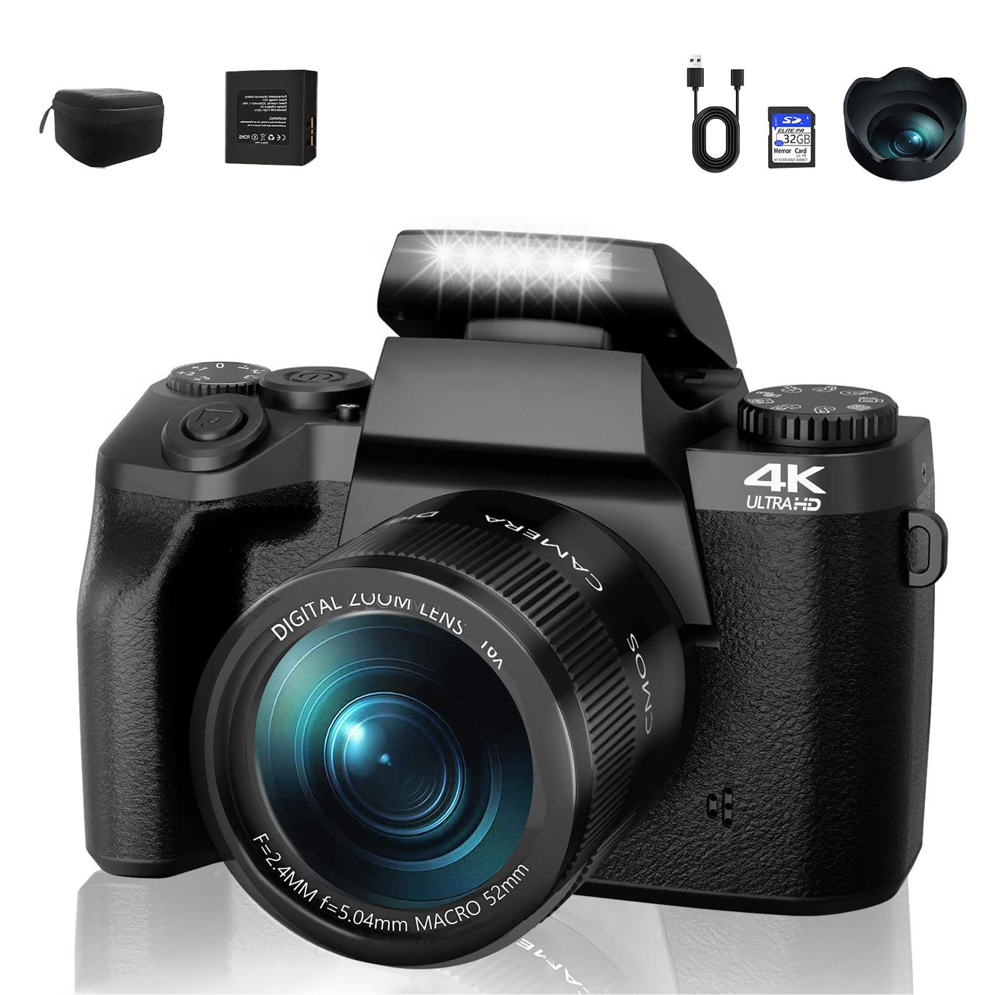 Fine Life Pro Digitalkamera 4K Autofokus