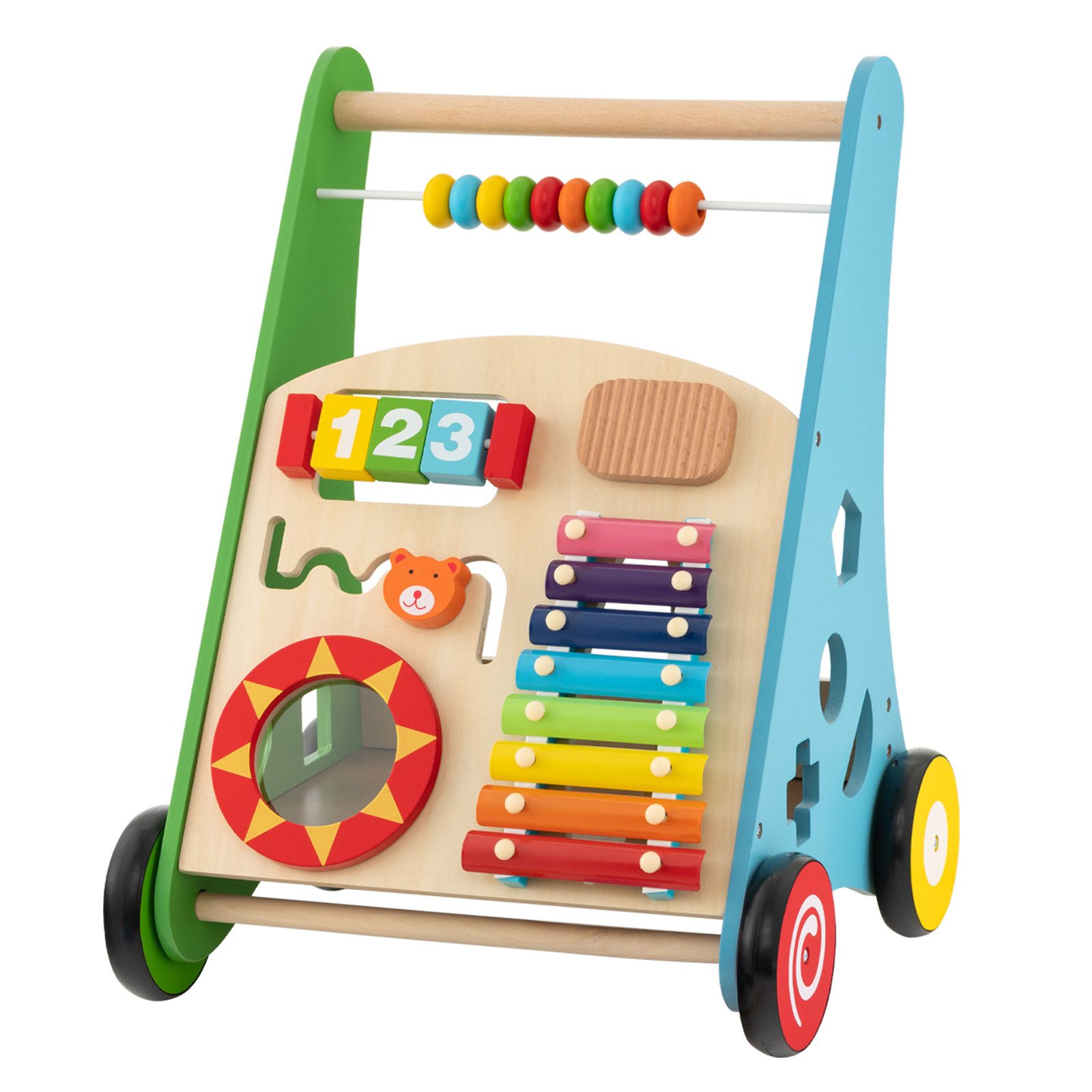 COSTWAY Lauflernhilfe Walker Gehfrei, mit Spielaktivitäten