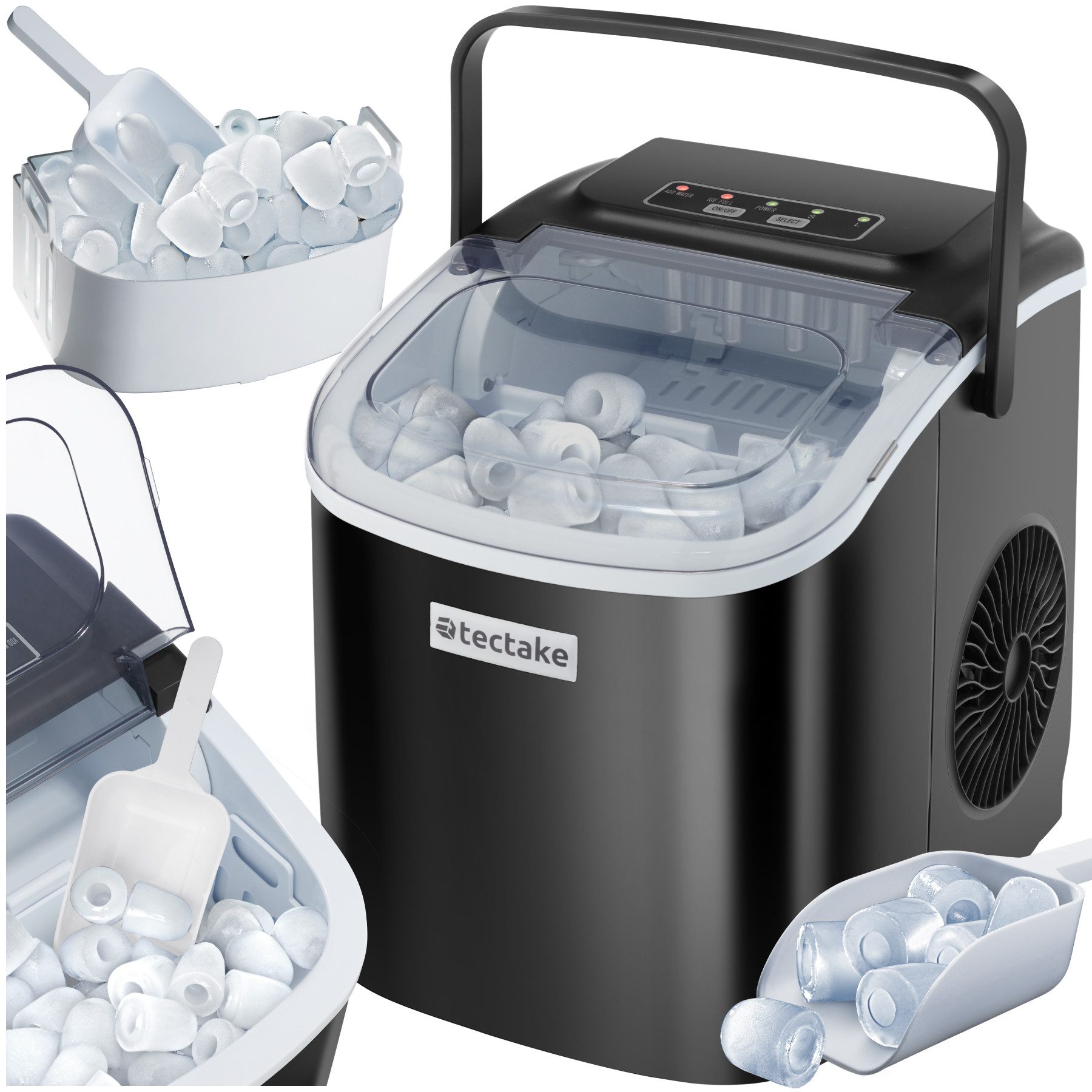 tectake Elektrischer Eiswürfelbereiter Eiswürfelmaschine, 1,2 l